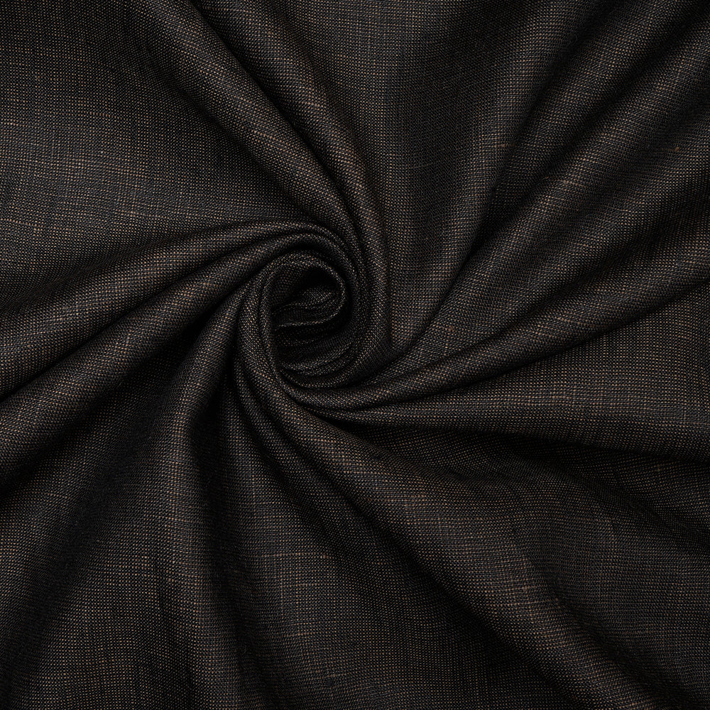 Black Color Pure Linen Fine Count Yarn Dyed Fabric