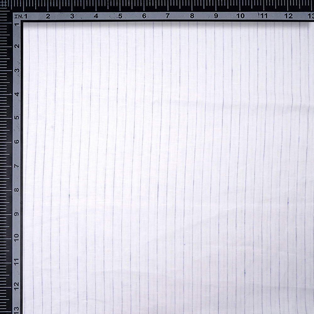White Striped Pattern Yarn Dyed Fine Linen Fabric