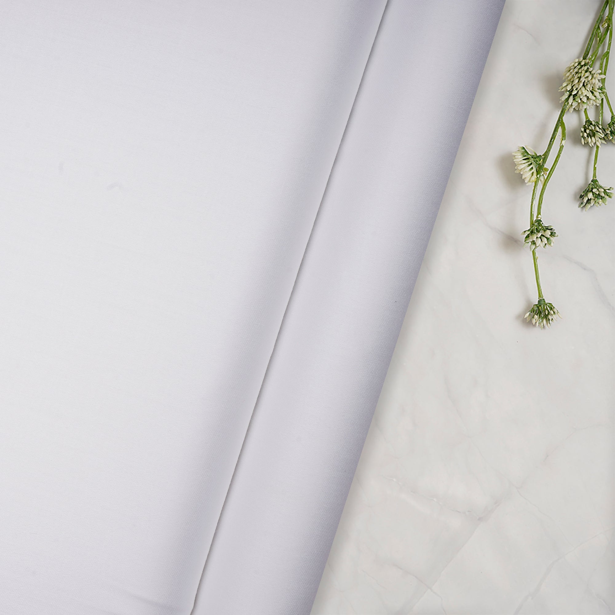 White Premium Mill Dyed Glazed Cotton Satin Fabric