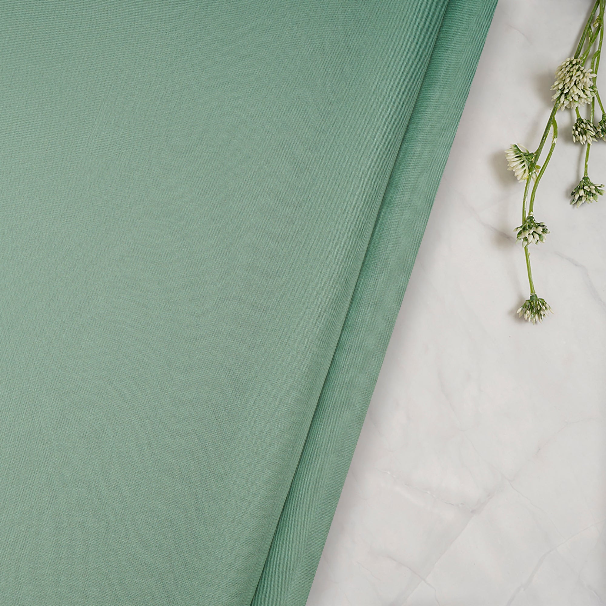 Mint Green Mill Dyed Viscose Organza Fabric