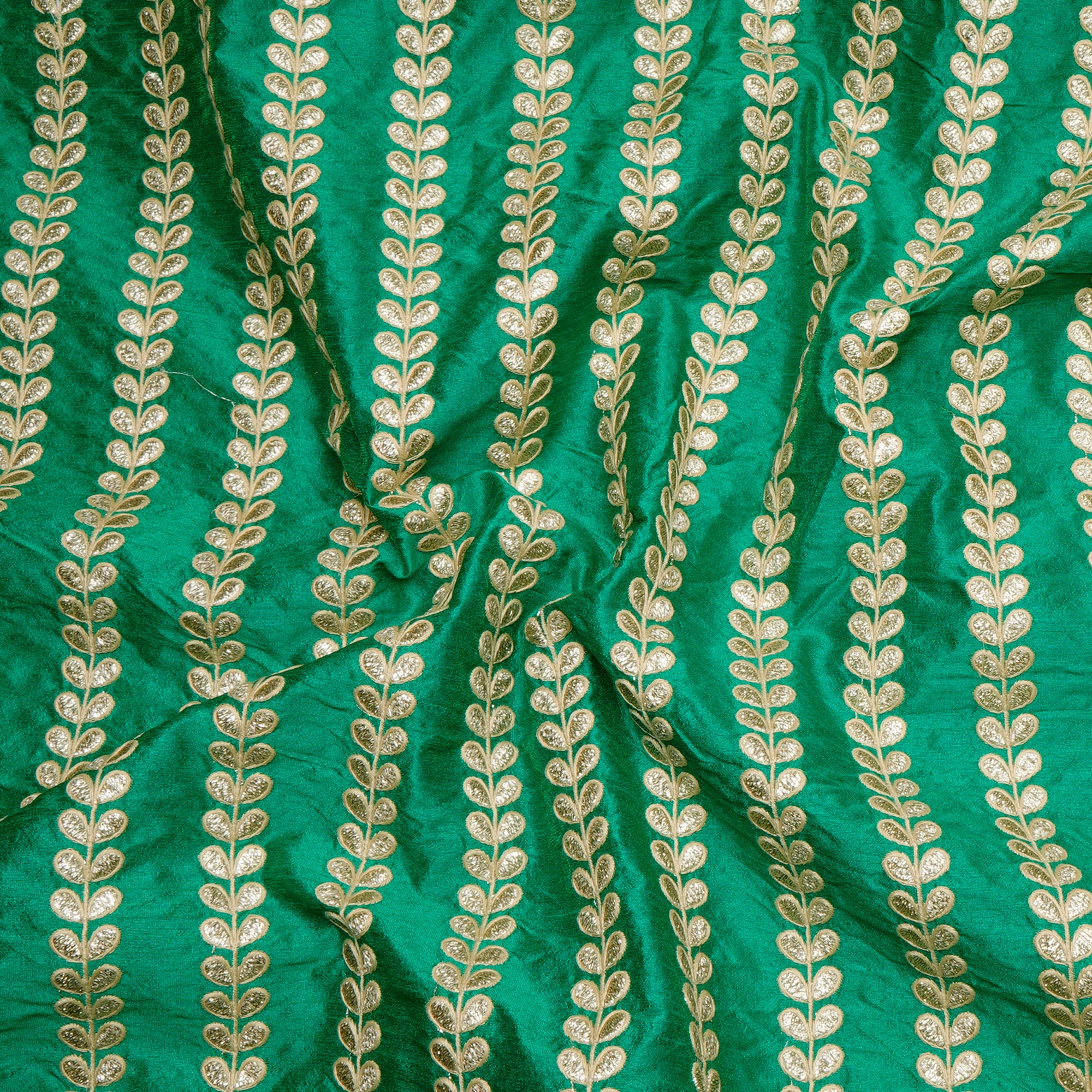 Green Color Embroidered Polyester Fabric