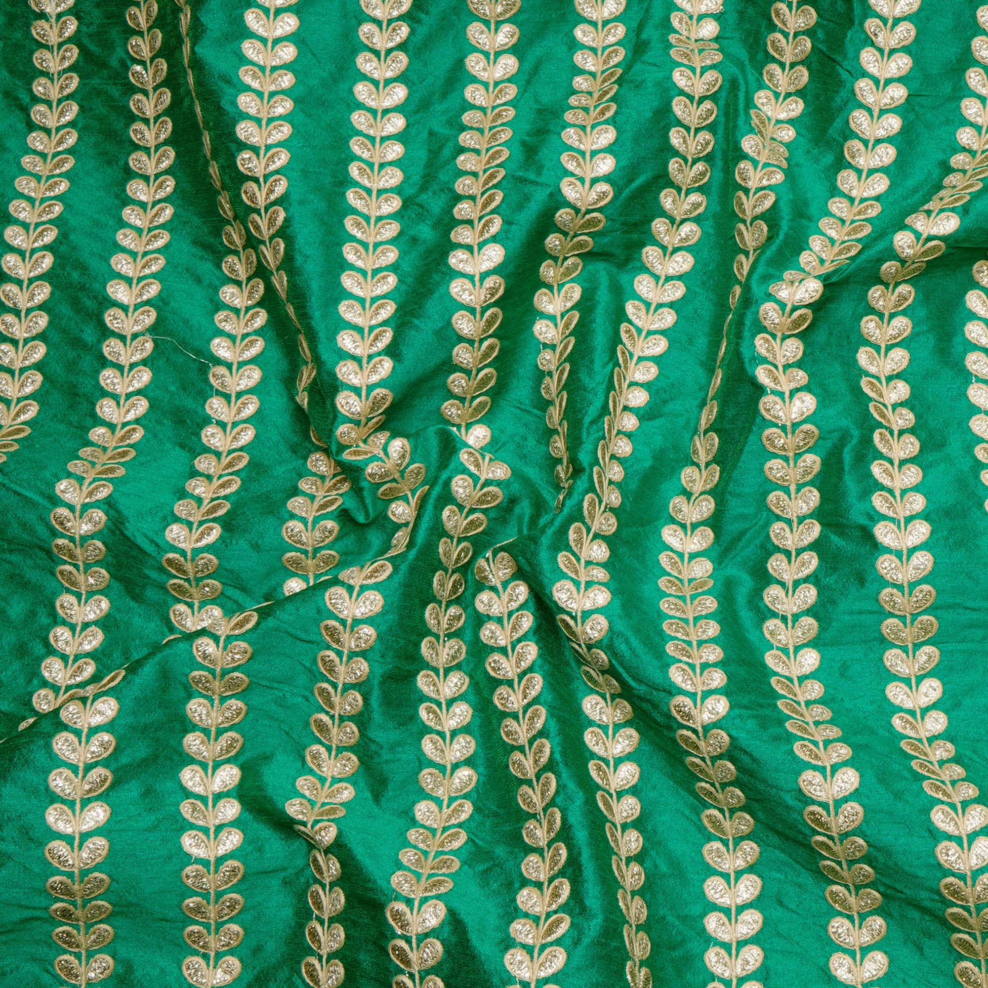 Green Color Embroidered Polyester Fabric