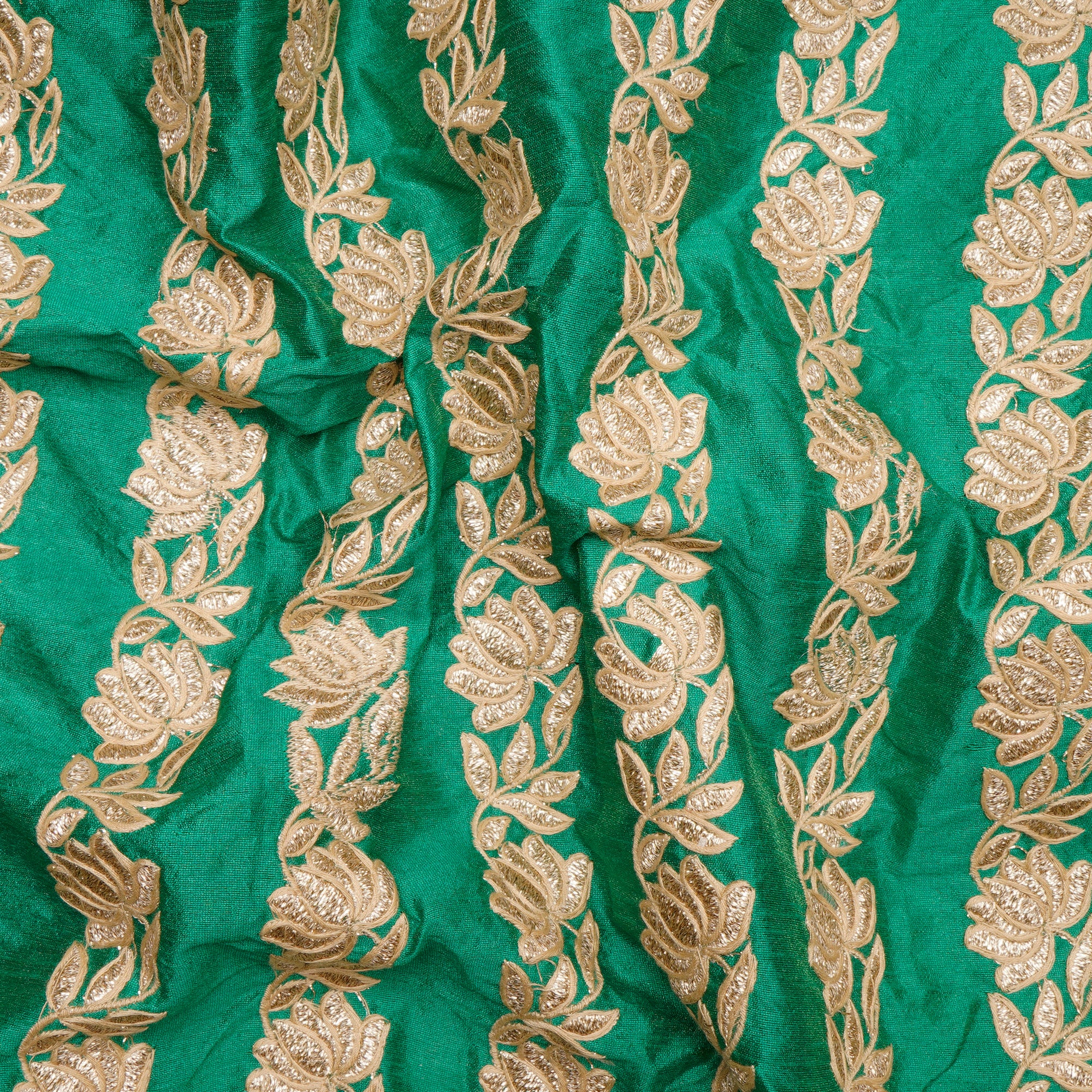 Green Color Embroidered Polyester Fabric