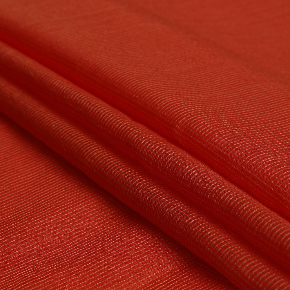 Orange Color Kora Dupion Silk Fabric