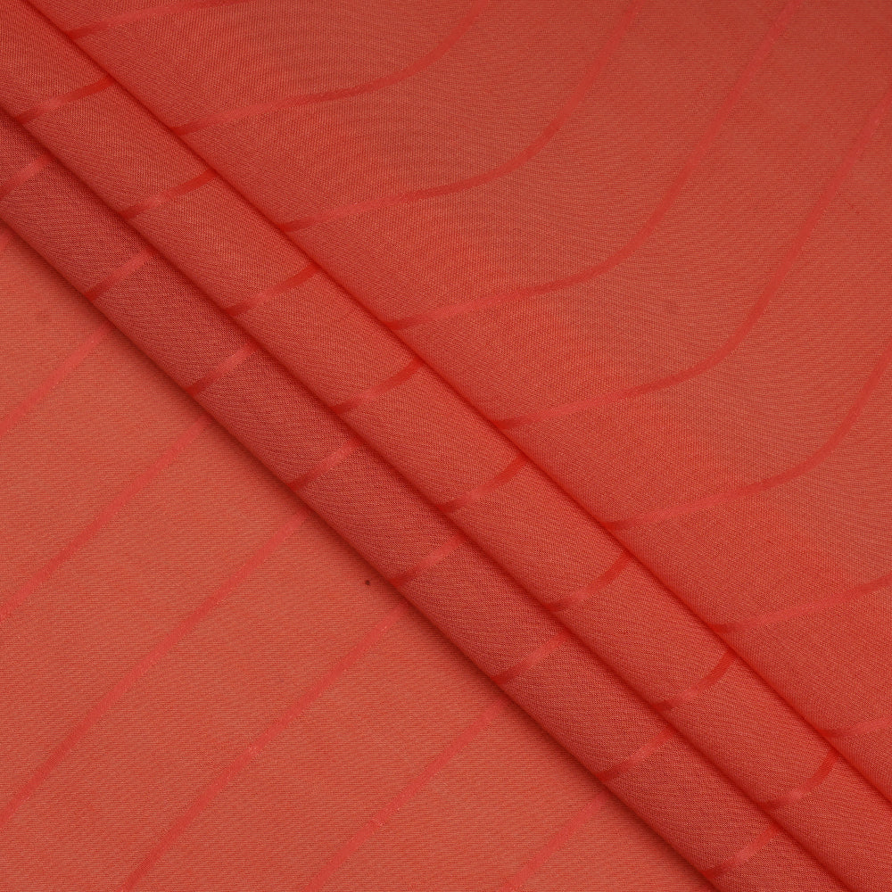 Salmon Pink Color Striped Poly Modal Fabric