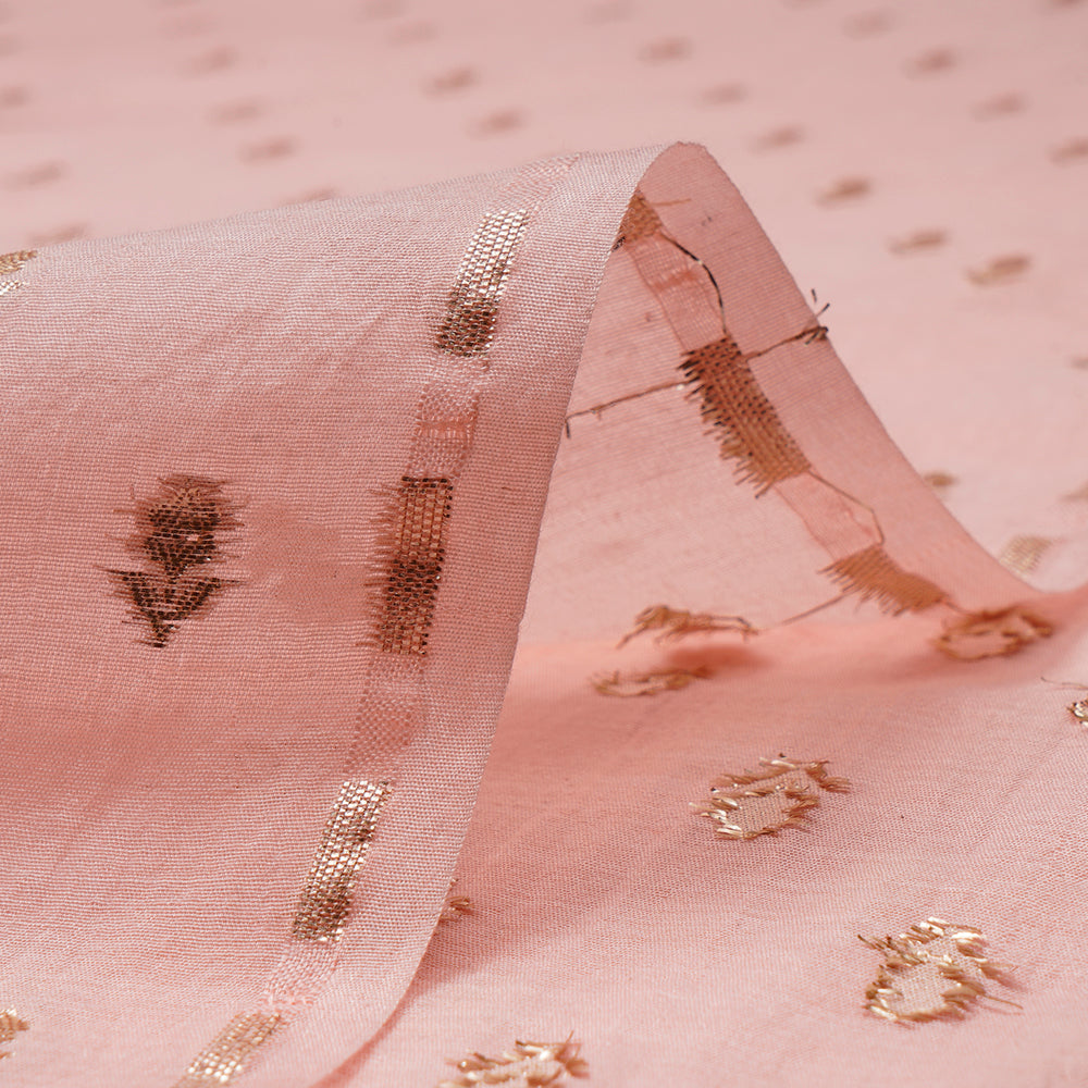 Baby Pink Motif Pattern Silk-Cotton Jacquard Fabric