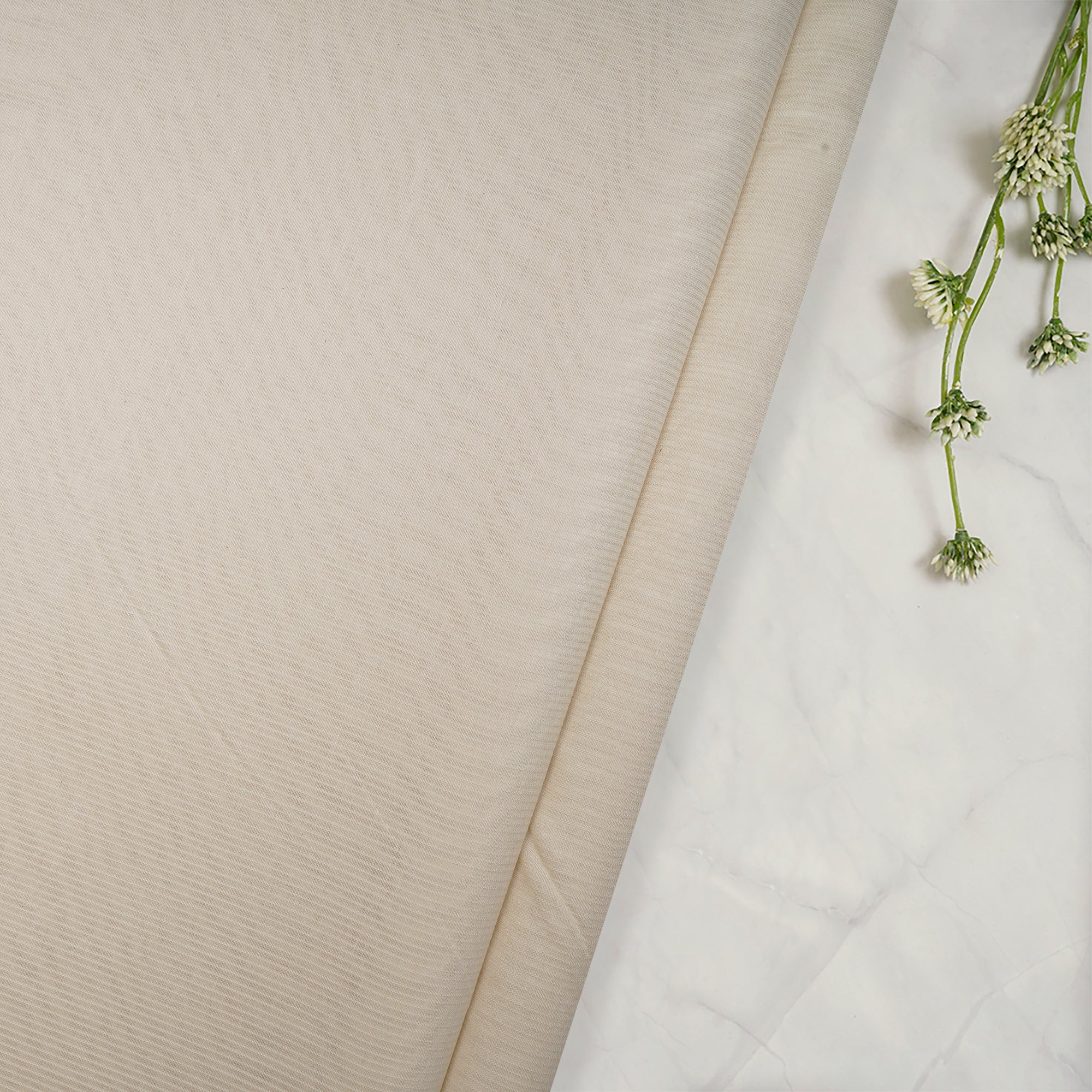 White Color Banarasi Silk Cotton Fabric
