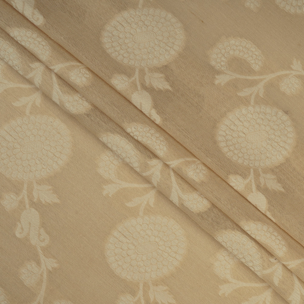 Beige Color Muga Jacquard Silk Fabric