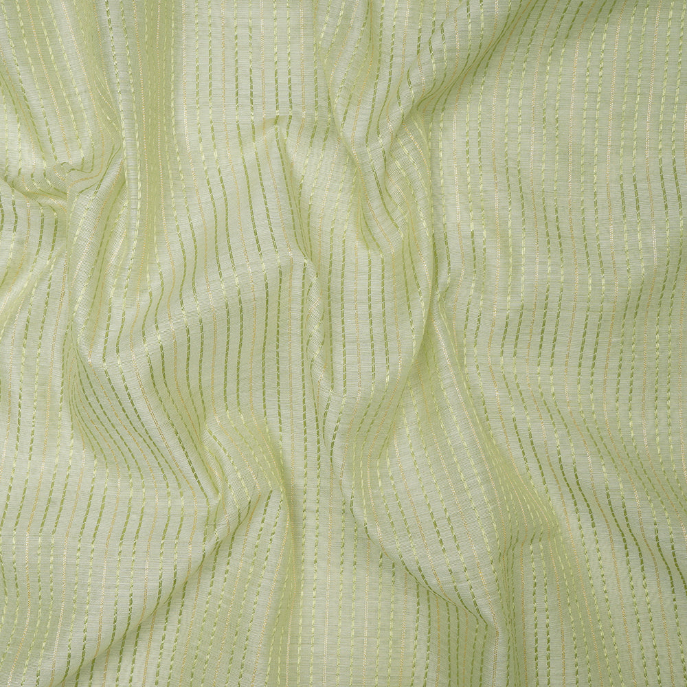 Green Color Lurex Striped Chanderi Fancy Fabric