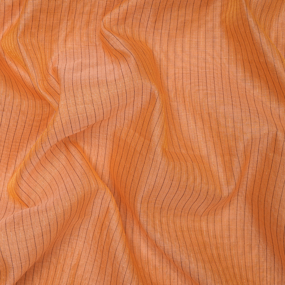 Orange Color Lurex Striped Fancy Chanderi Fabric