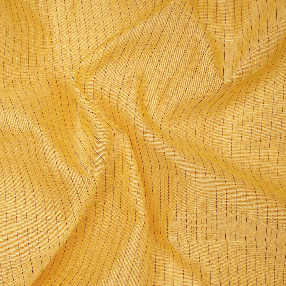 Yellow Color Lurex Striped Fancy Chanderi Fabric