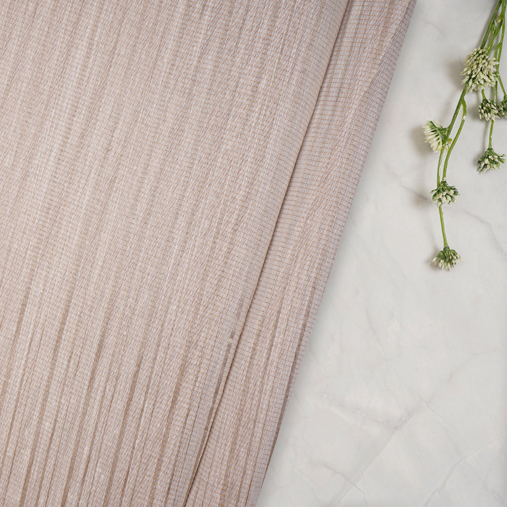 White Color Silver Zari Striped Fancy Viscose-Linen Tissue Fabric