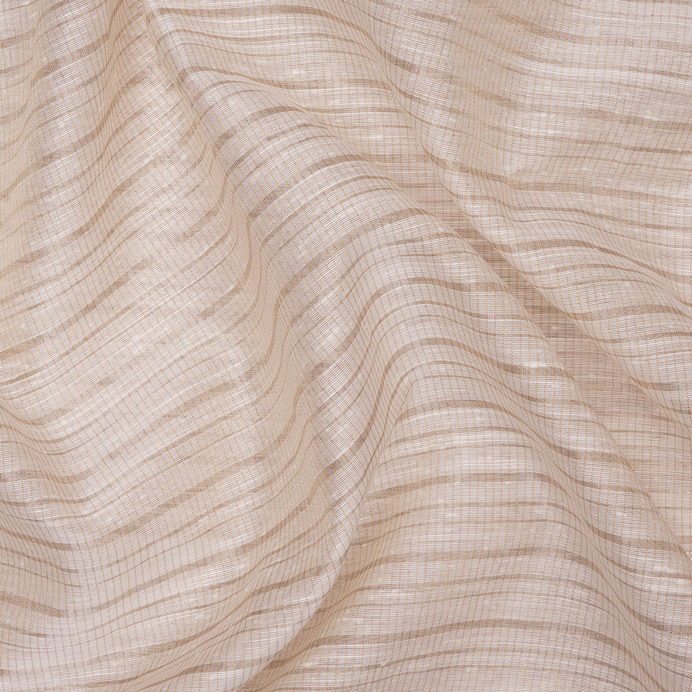White Color Silver Zari Striped Fancy Viscose-Linen Tissue Fabric