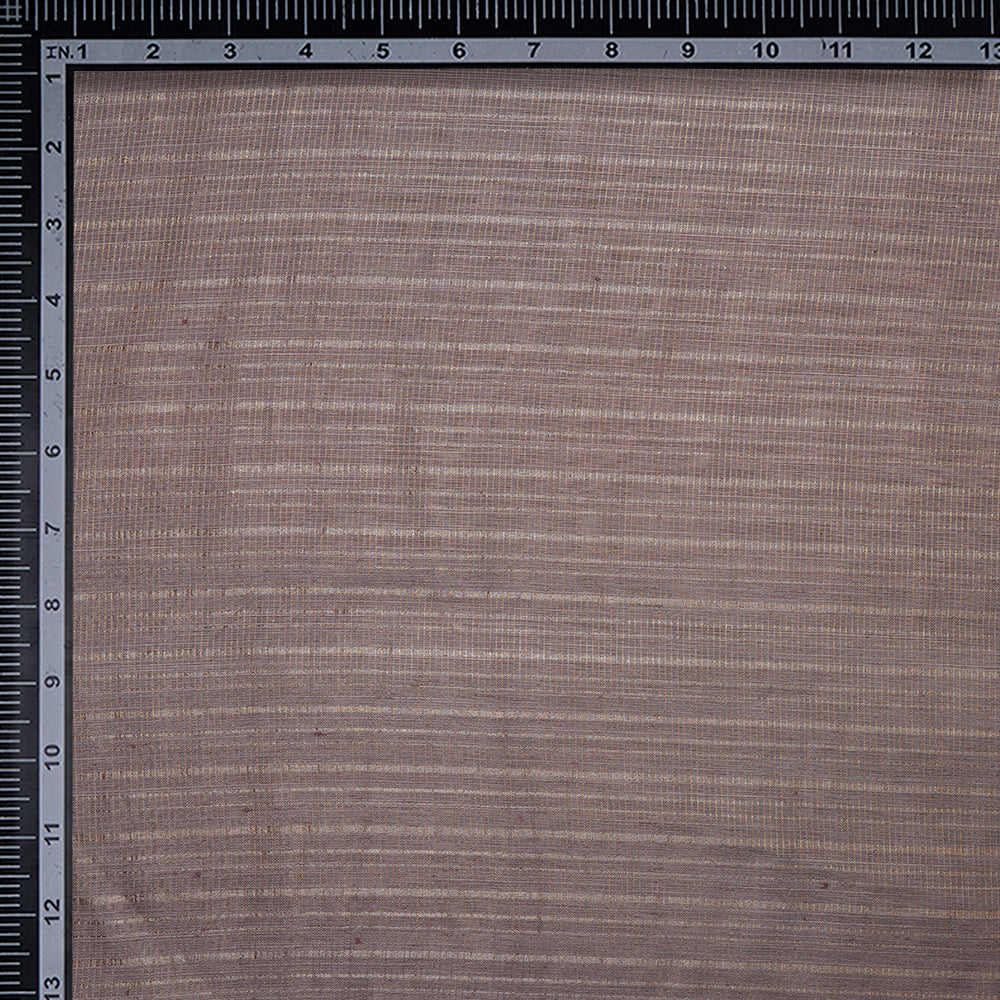 Reddish Grey Color Silver Zari Striped Fancy Viscose-Linen Tissue Fabric