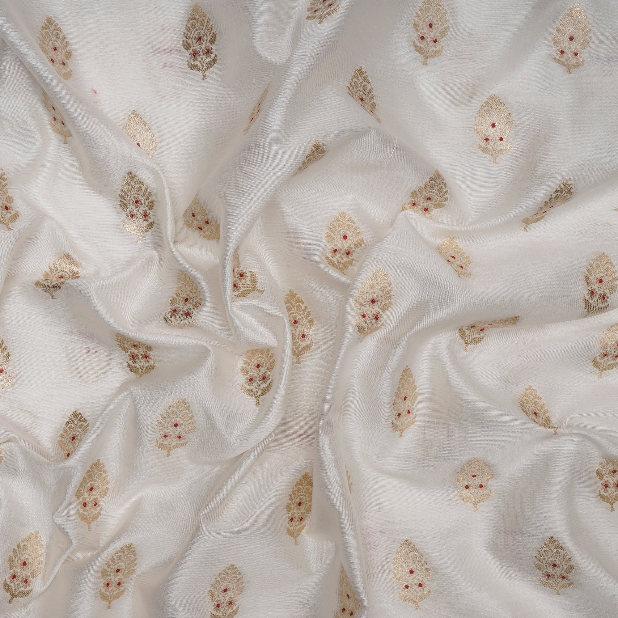 White Dyeable Mina Booti Pattern Silk Viscose Banarasi Fabric