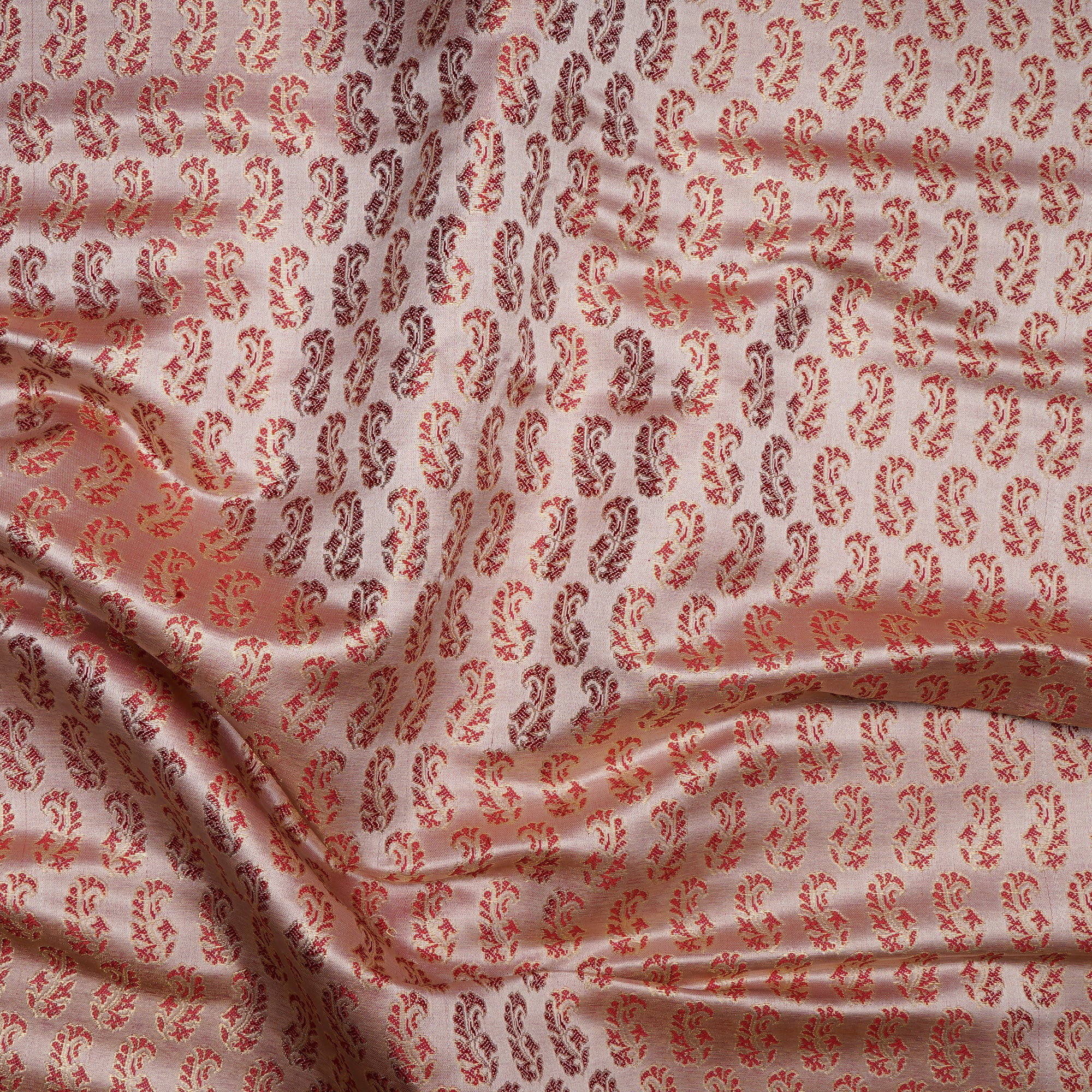 Red Viscose Silk Banarasi Brocade Fabric