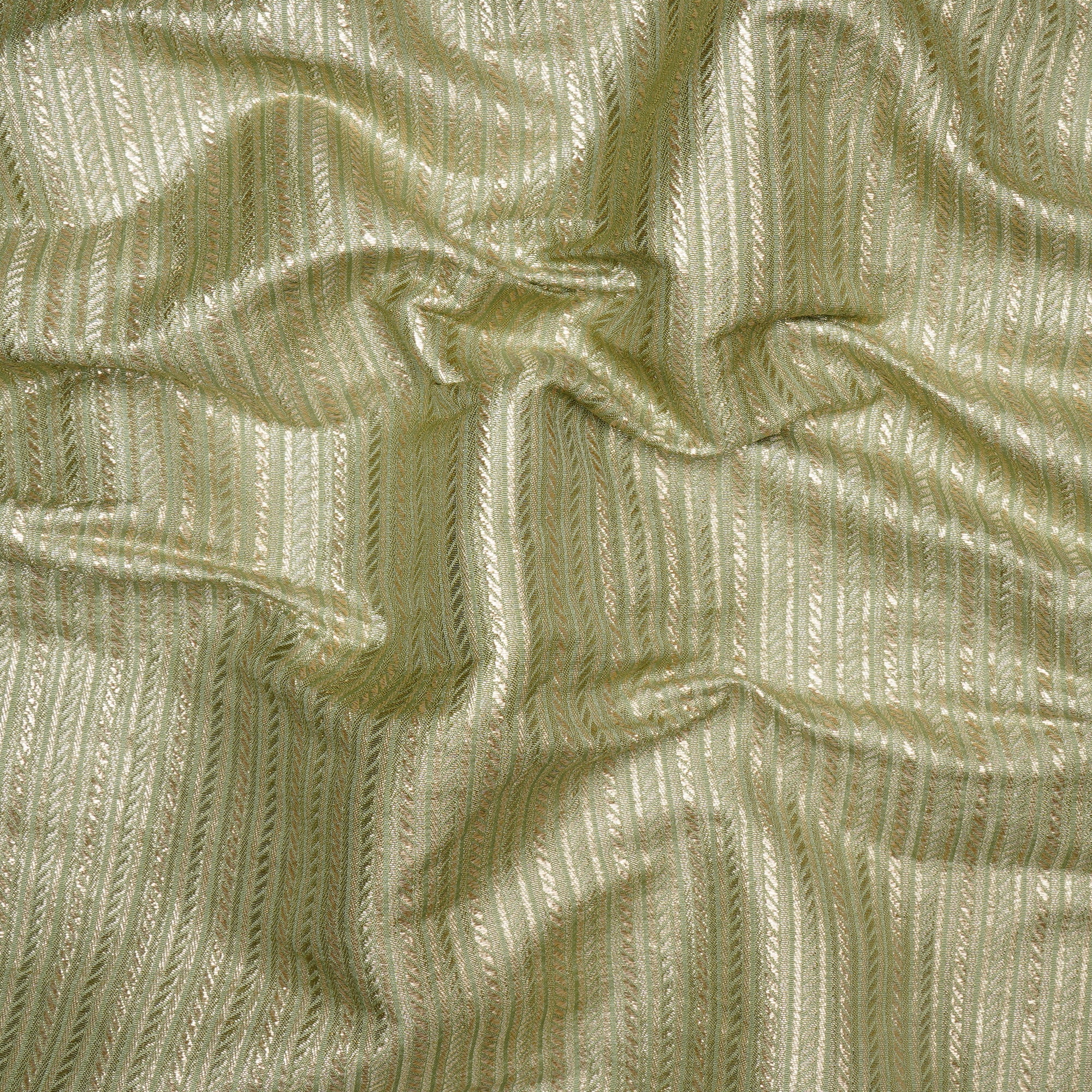 Greengage Stripe Pattern Blended Banarasi Brocade Fabric