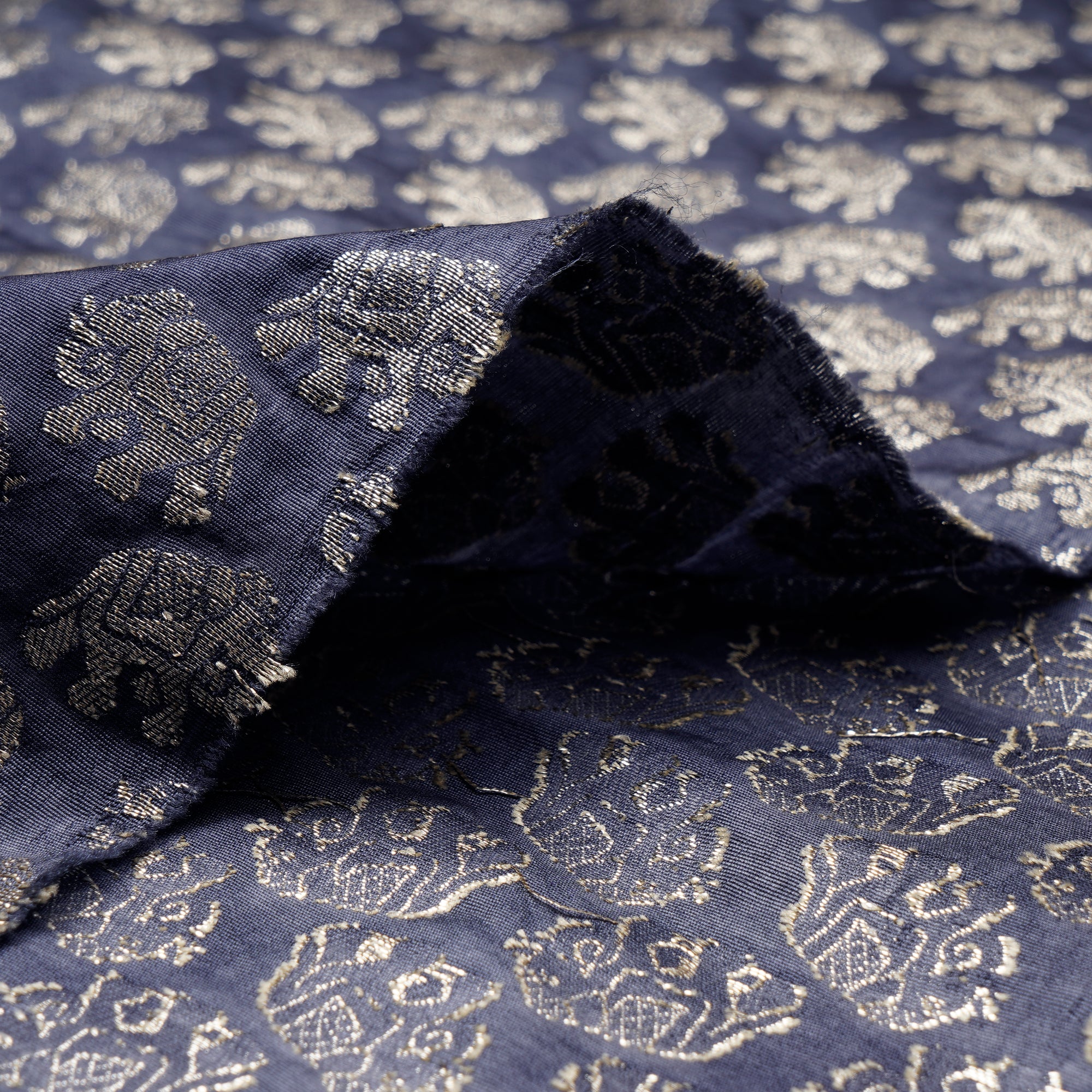 Thistle Down Traditional Patern Blended Banarasi Brocade Fabric