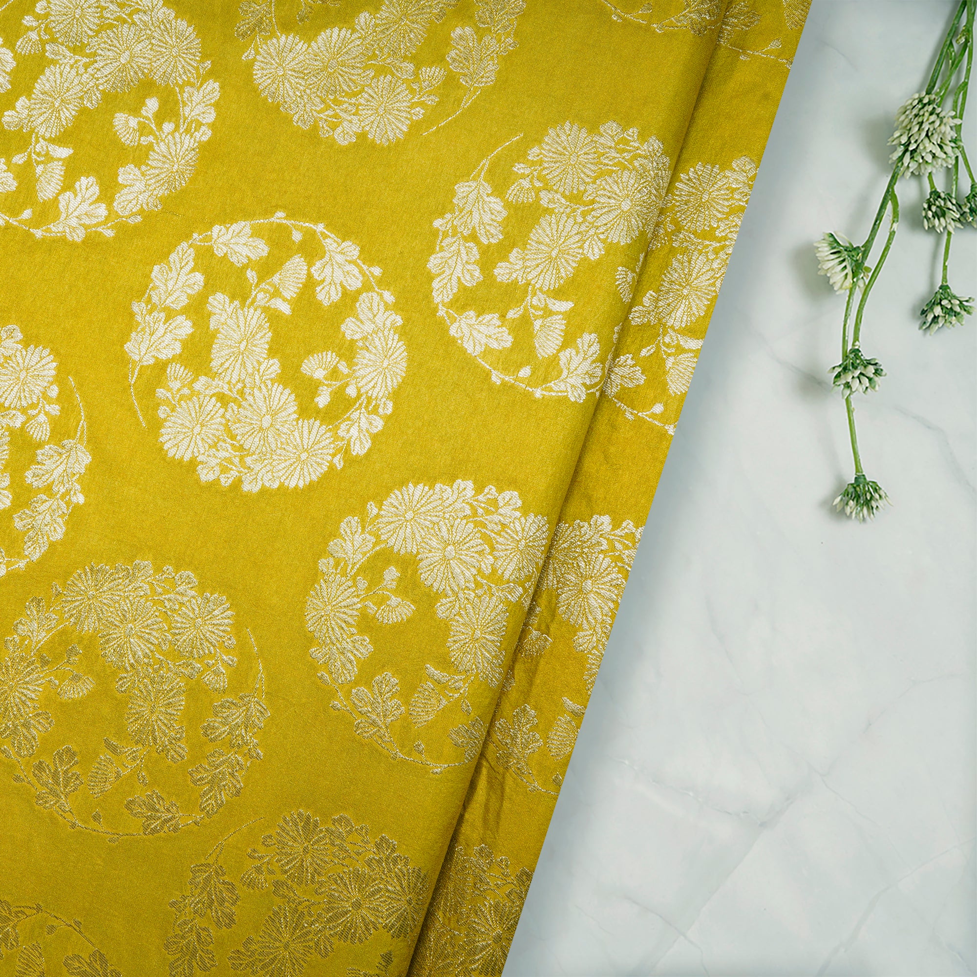 Hot Spot Floral Booti Pattern Blended Banarasi Brocade Fabric