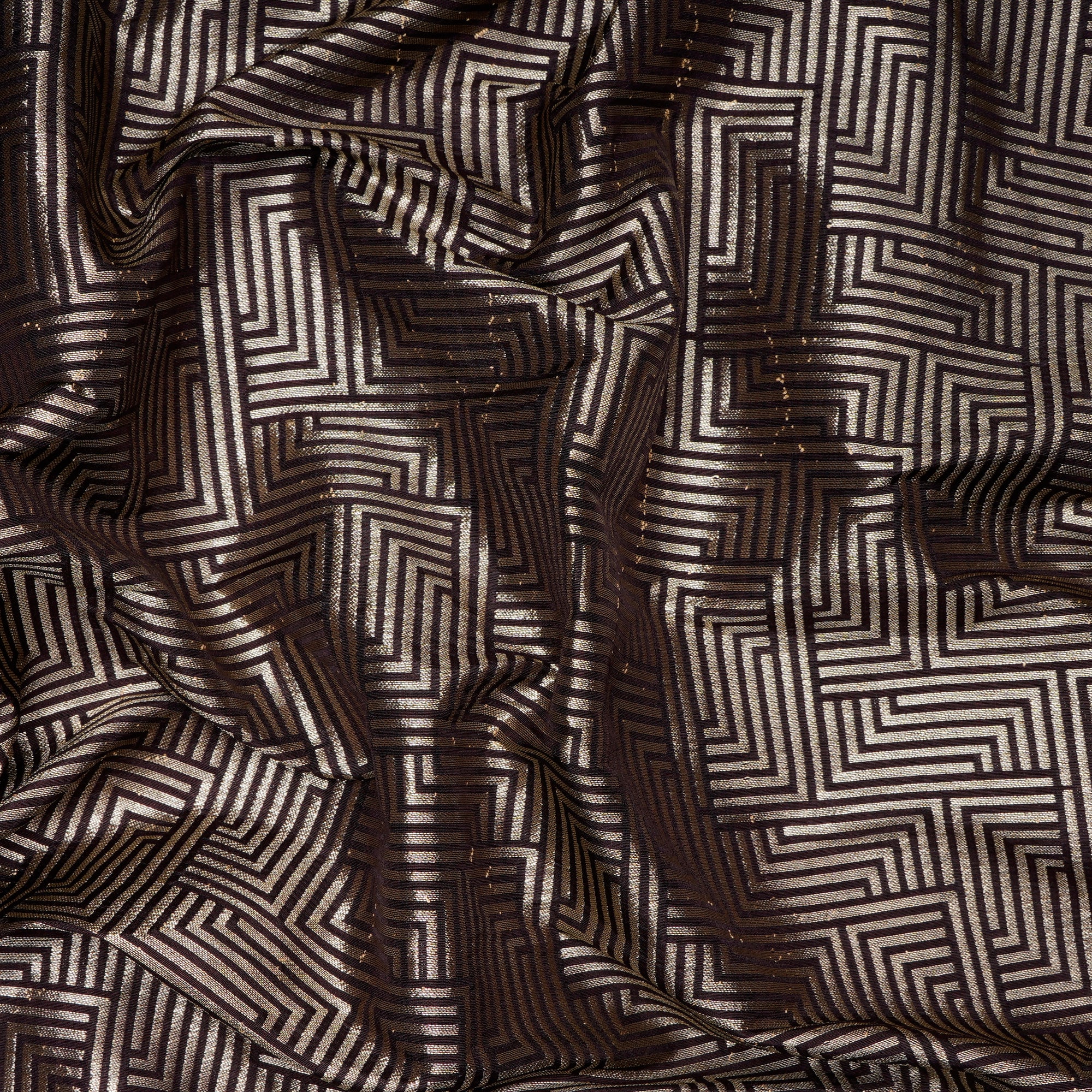 Plum Wine Geometric Pattern Blended Banarasi Brocade Fabric