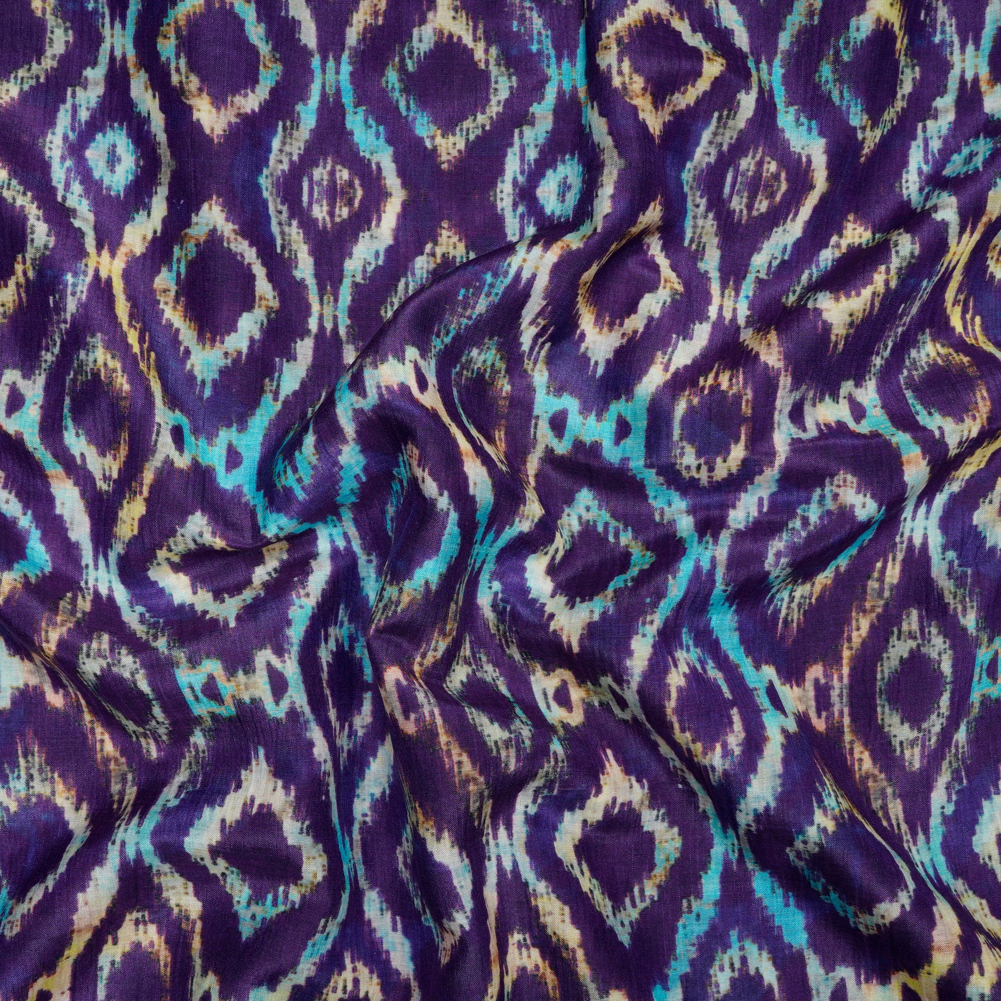 Purple Color Digital Printed Tussar Chanderi Fabric