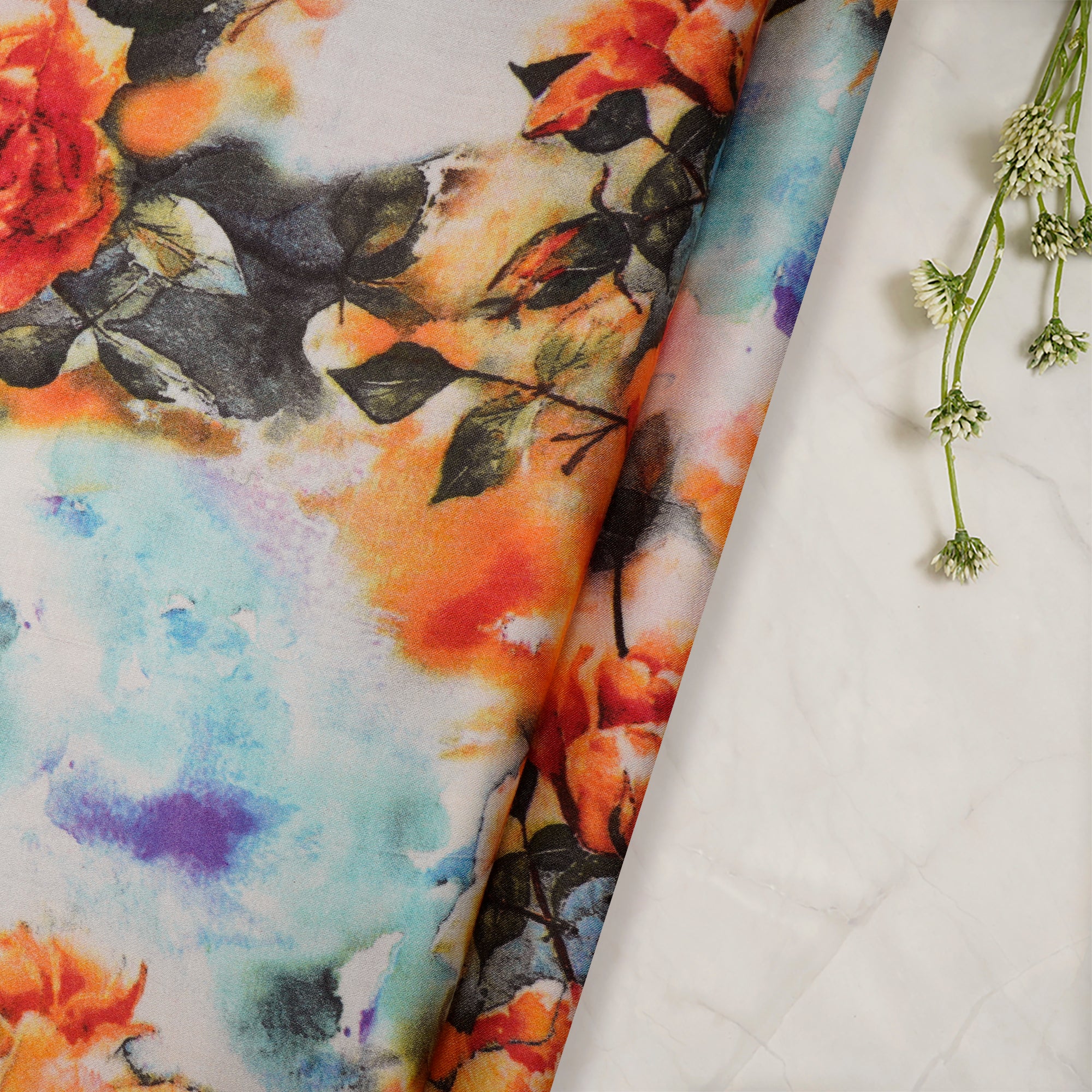 Multi Color Digital Printed Chanderi Fabric