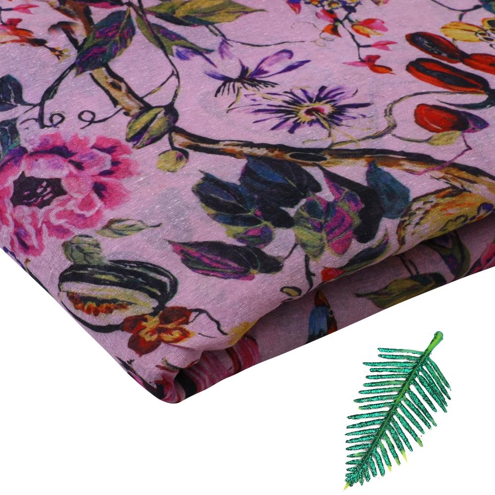 Multi Color Digital Printed Noile Silk Fabric