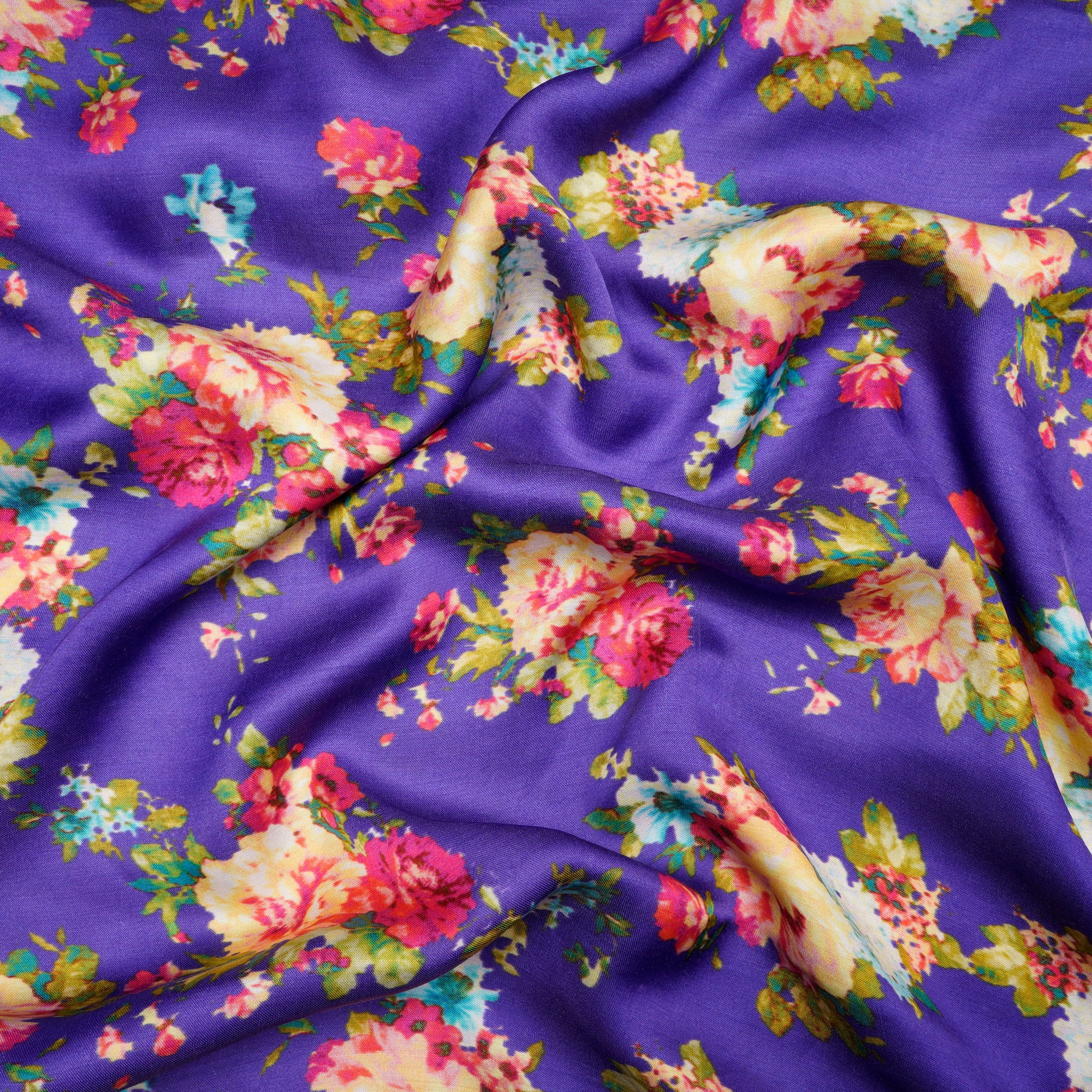 Violet Color Digital Printed Modal Satin Fabric