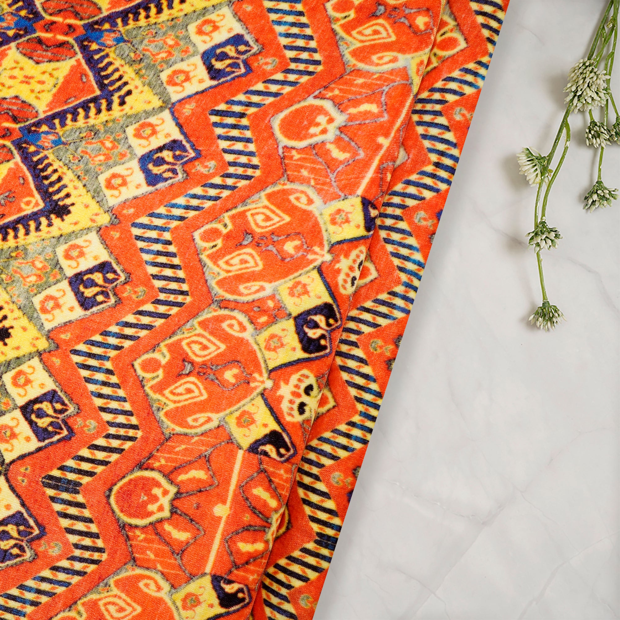 Multi Color Digital Printed Micro Velvet Polyester Fabric