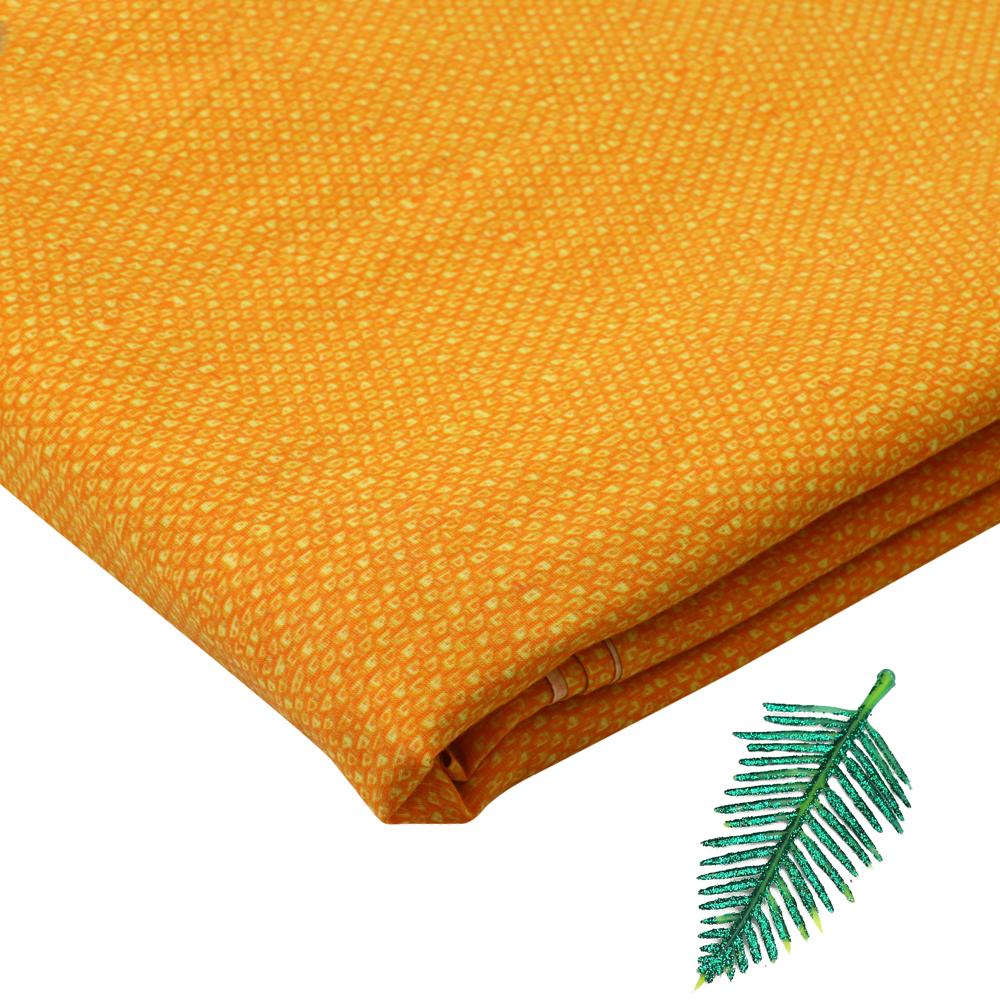 Yellow-Orange Color Digital Printed High Twisted Poly Cotton Voile Fabric