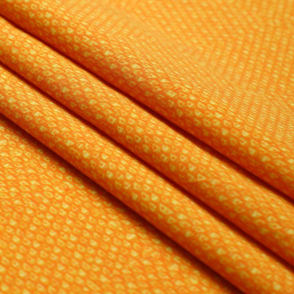 Yellow-Orange Color Digital Printed High Twisted Poly Cotton Voile Fabric