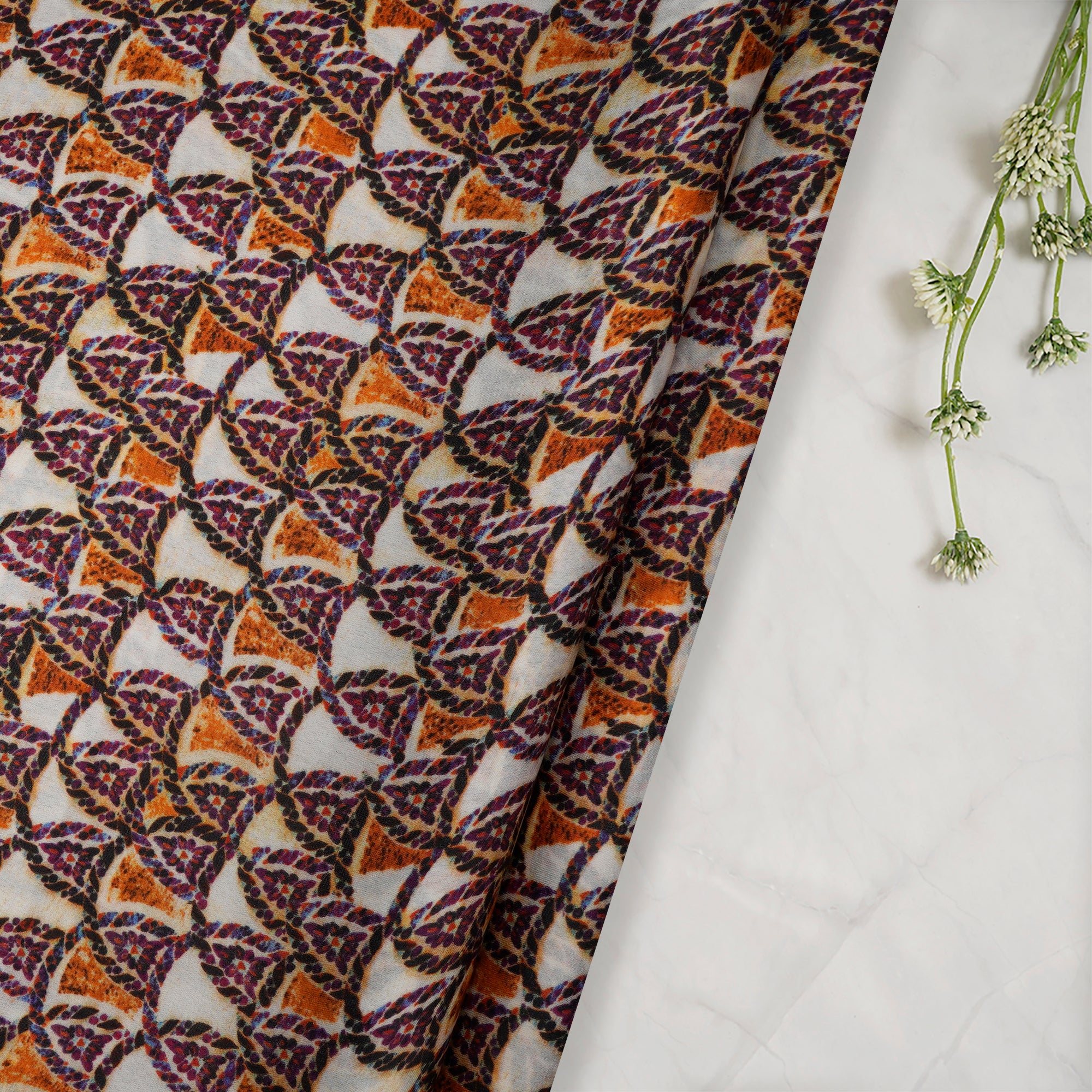 Multi Color Digital Printed Bemberg Satin Georgette Fabric