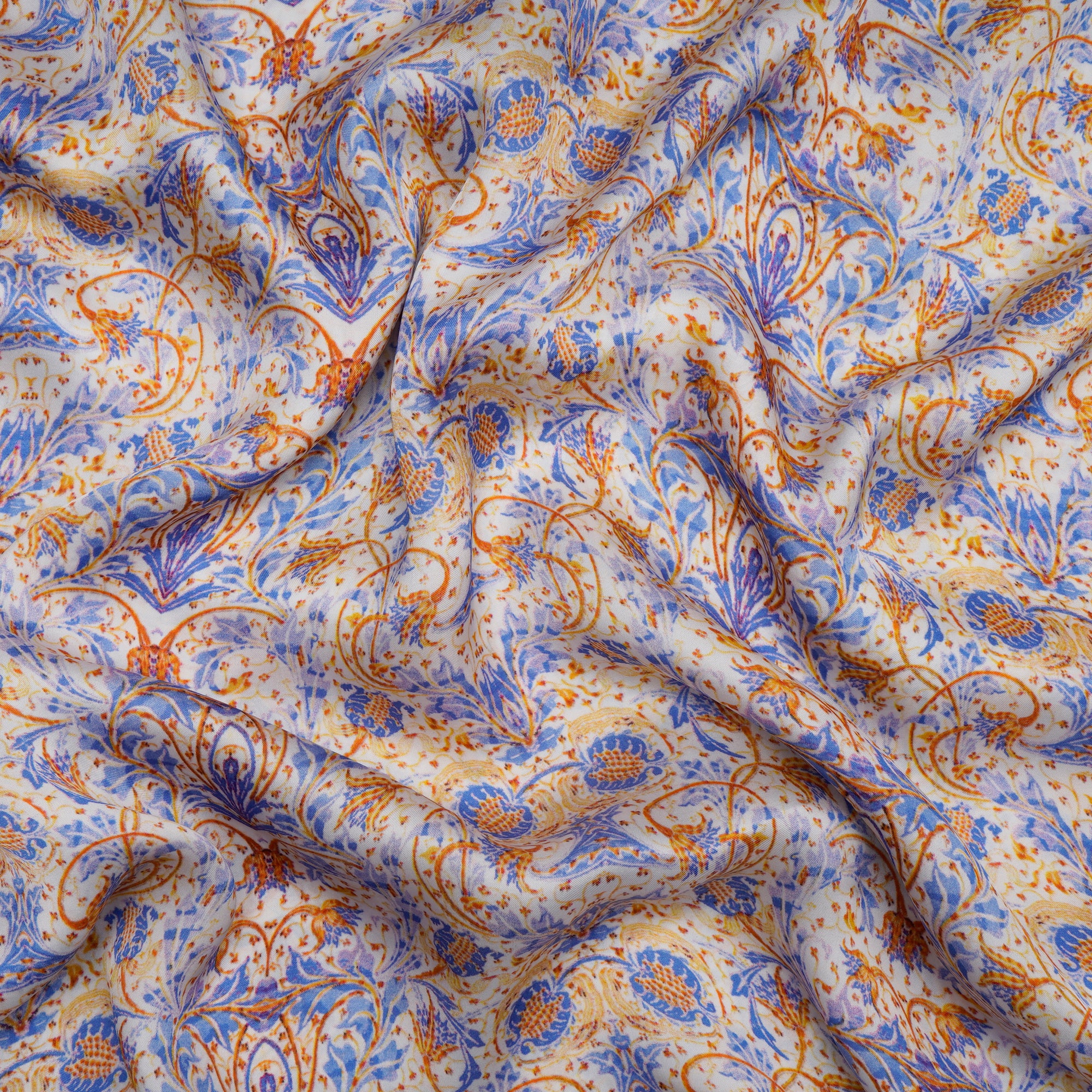 Blue Color Digital Printed Bemberg Satin Fabric