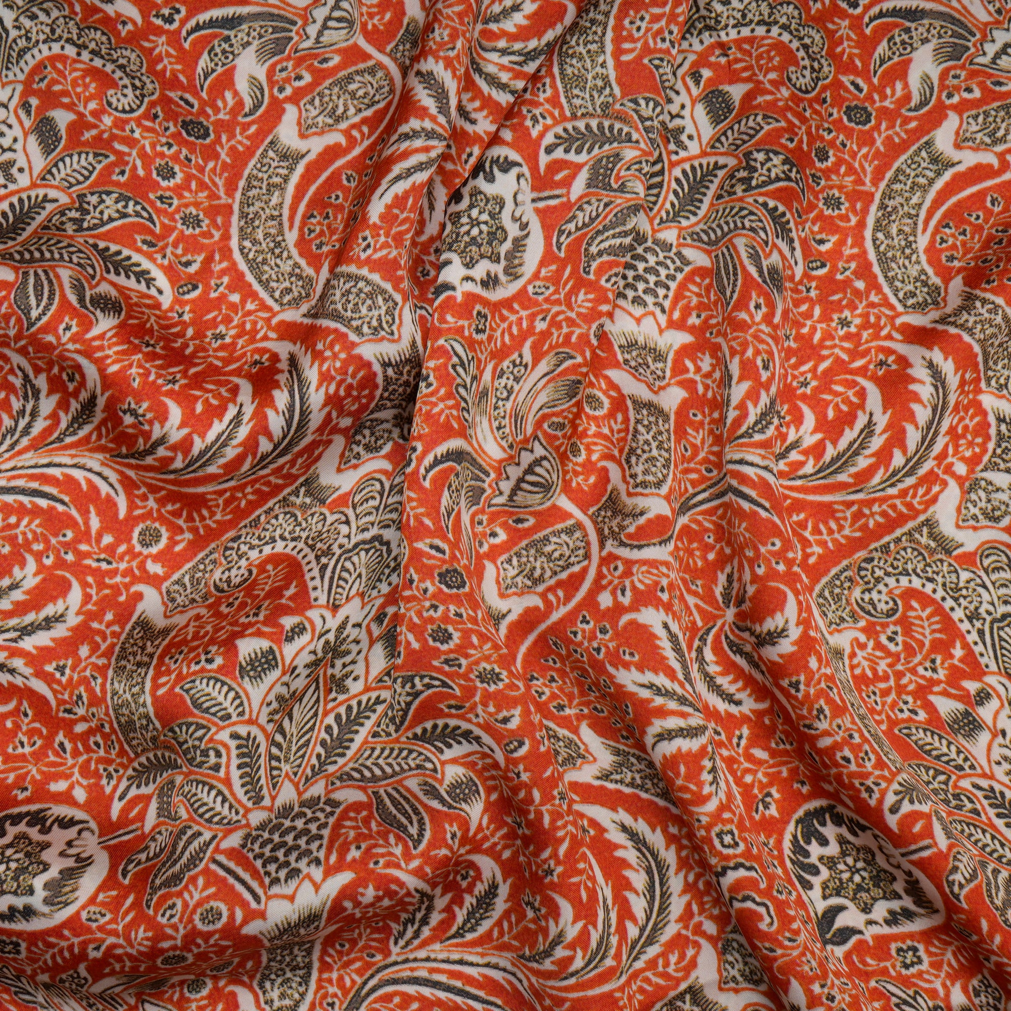 Red-Black Color Digital Printed Bemberg Satin Fabric