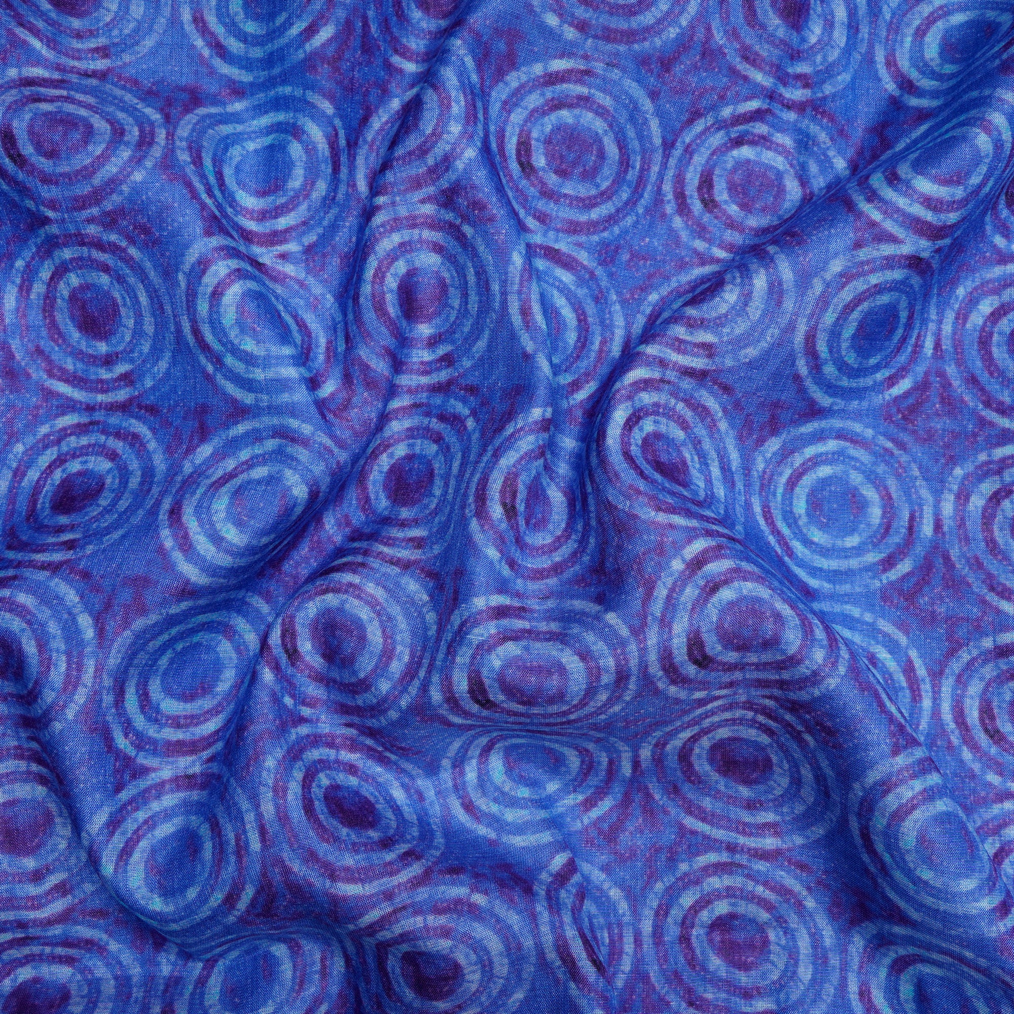 Blue Color Digital Printed Pure Chanderi Fabric