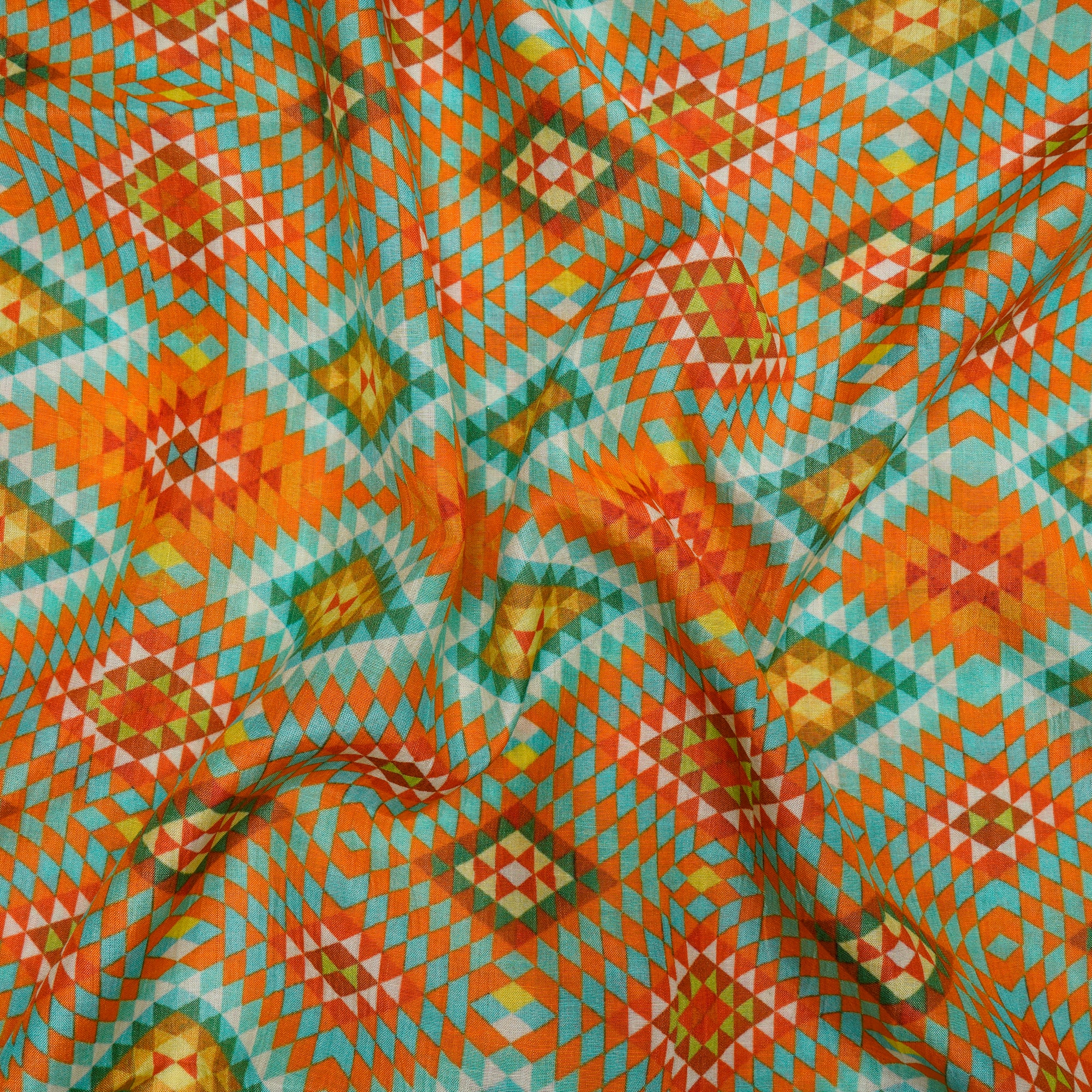 Multi Color Digital Printed Tussar Chanderi Fabric