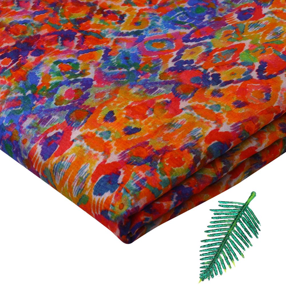 Multi Color Digital Printed Pure Chanderi Fabric