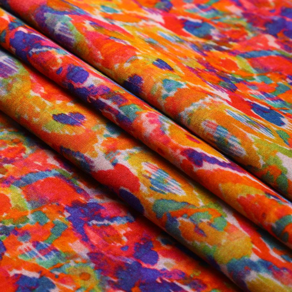 Multi Color Digital Printed Pure Chanderi Fabric