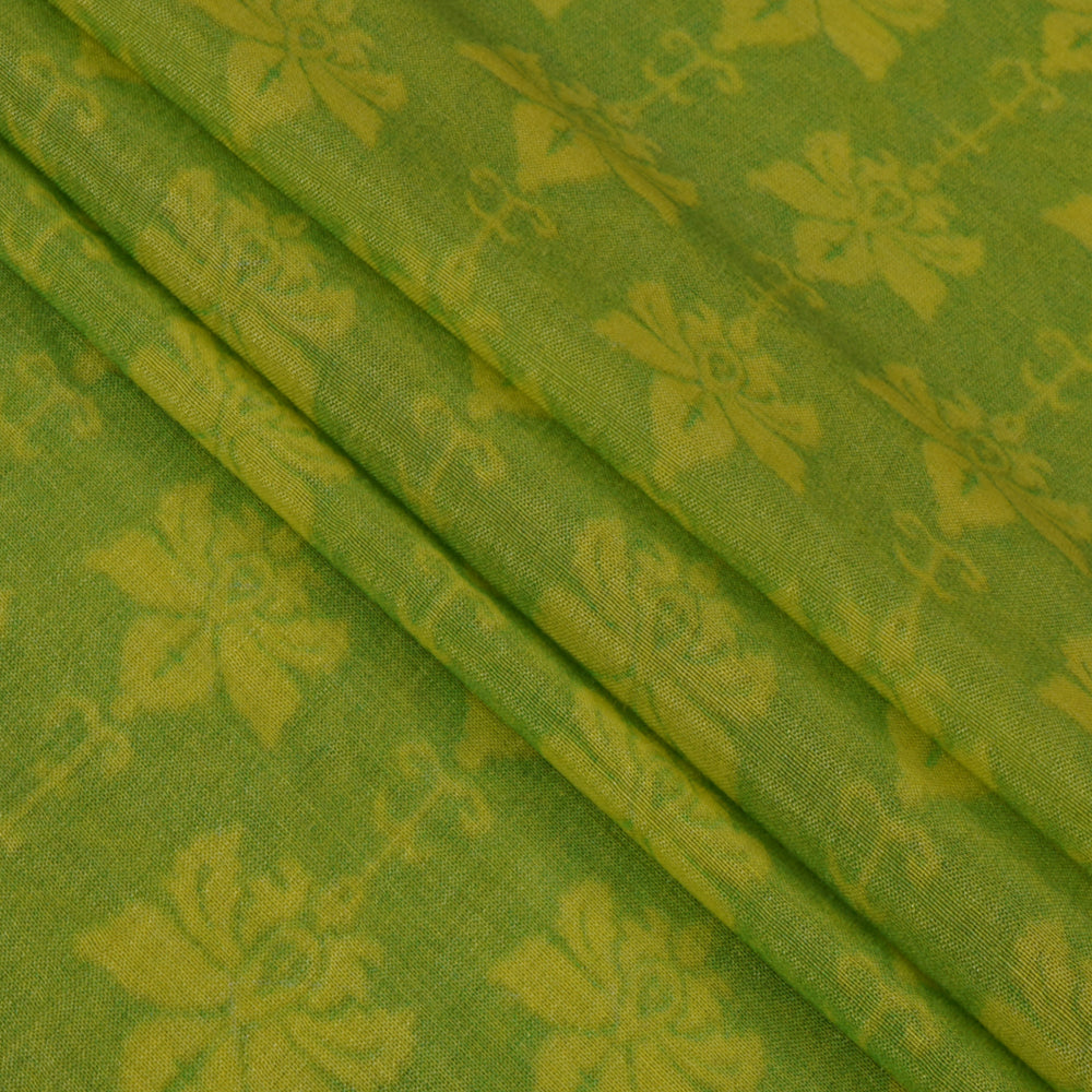Green Color Digital Printed Tussar Chanderi Fabric