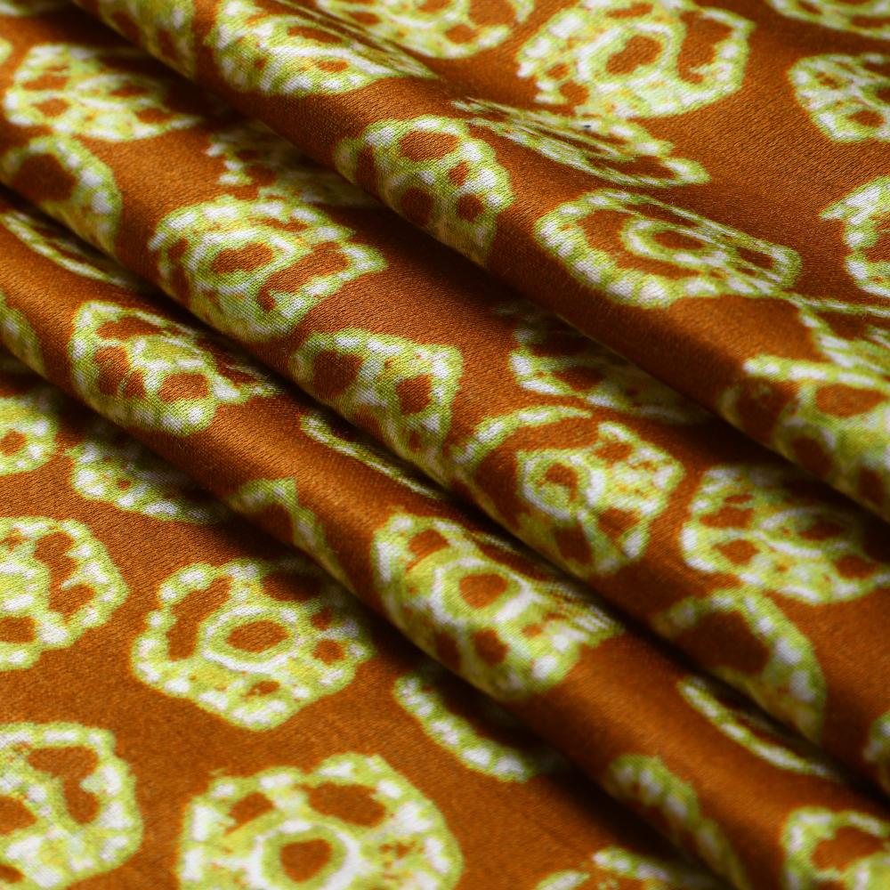 Brown Color Digital Printed Bemberg Satin Fabric