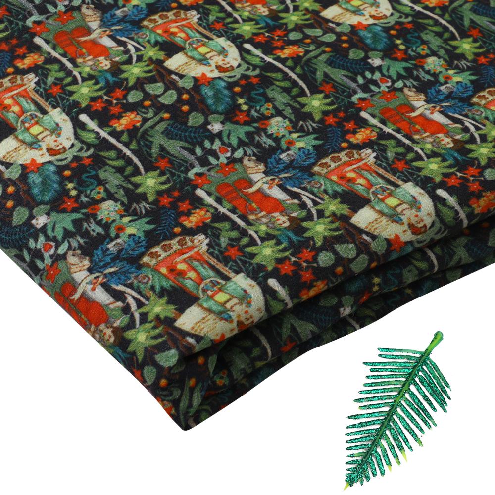 Multi Color Digital Printed Muga Georgette Silk Fabric