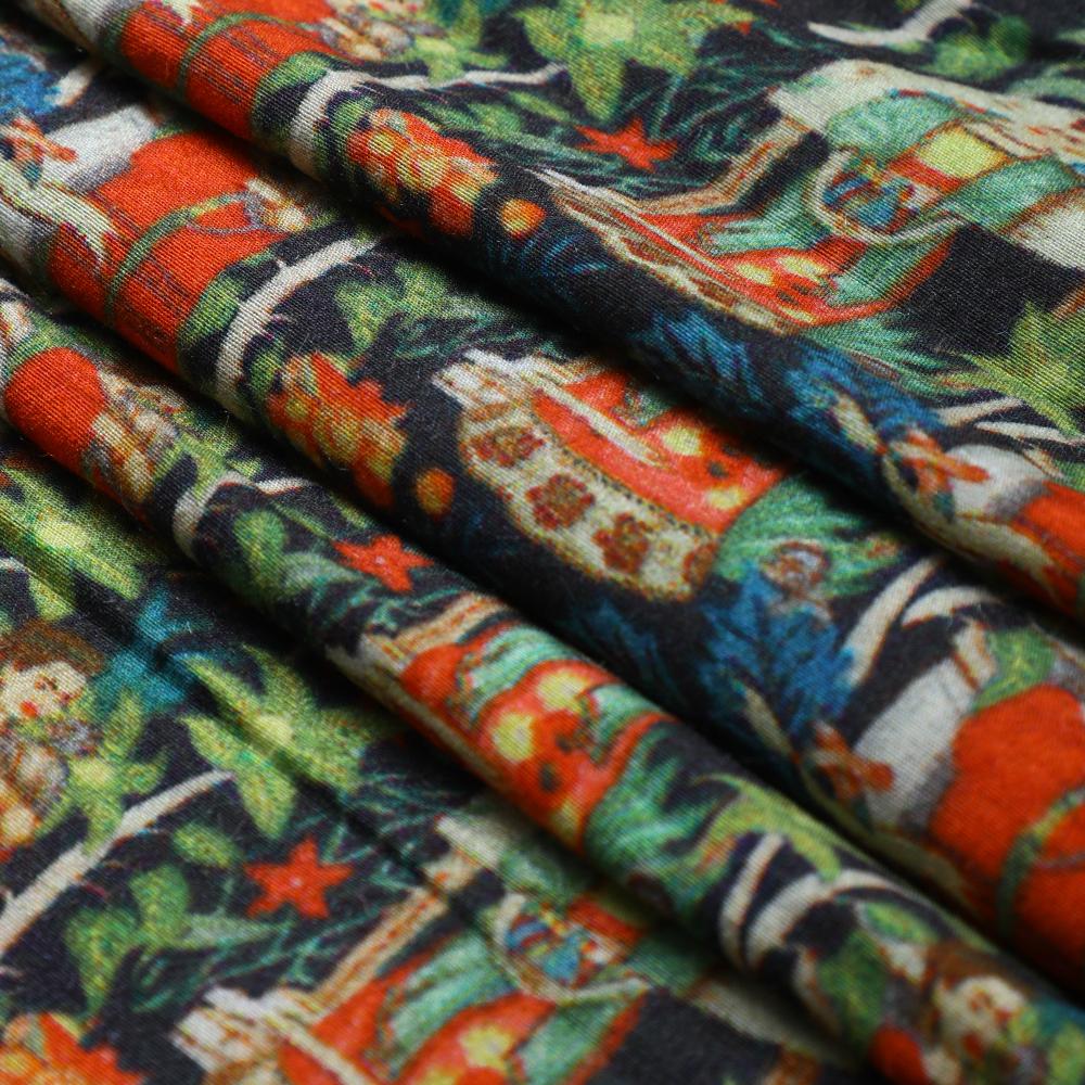 Multi Color Digital Printed Muga Georgette Silk Fabric