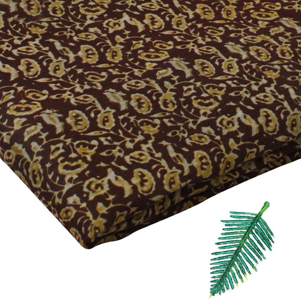 Brown Color Digital Printed Muga Georgette Fabric
