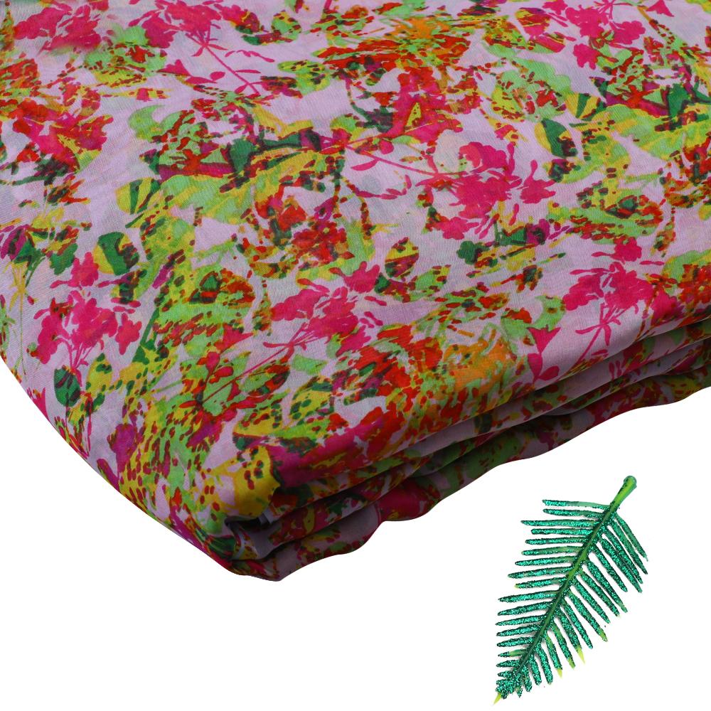 Multi Color Printed Taby Silk Fabric
