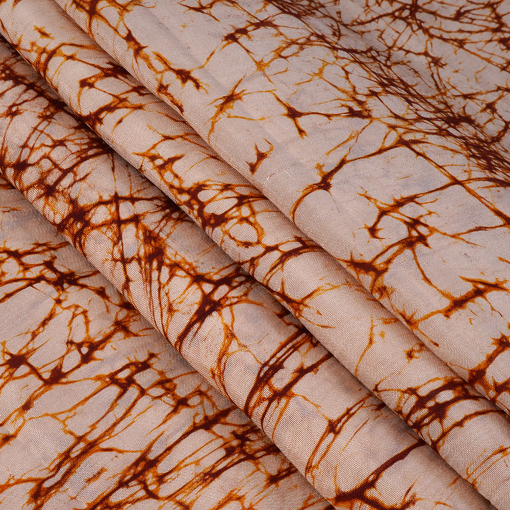 (Pre Cut 2.10 Mtr Piece) Cream-Brown Color Handcrafted Batik Printed Cotton Fabric