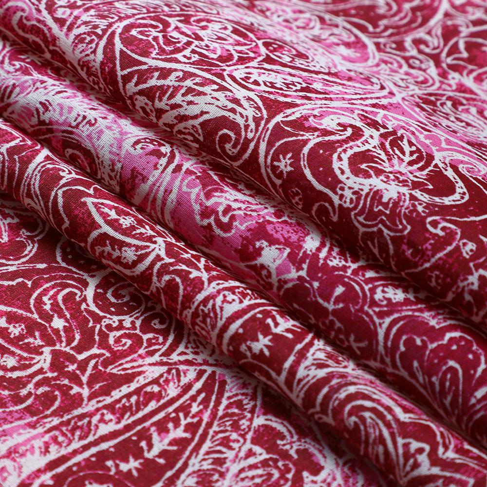 Mauve Color Digital Printed Fine Chanderi Fabric