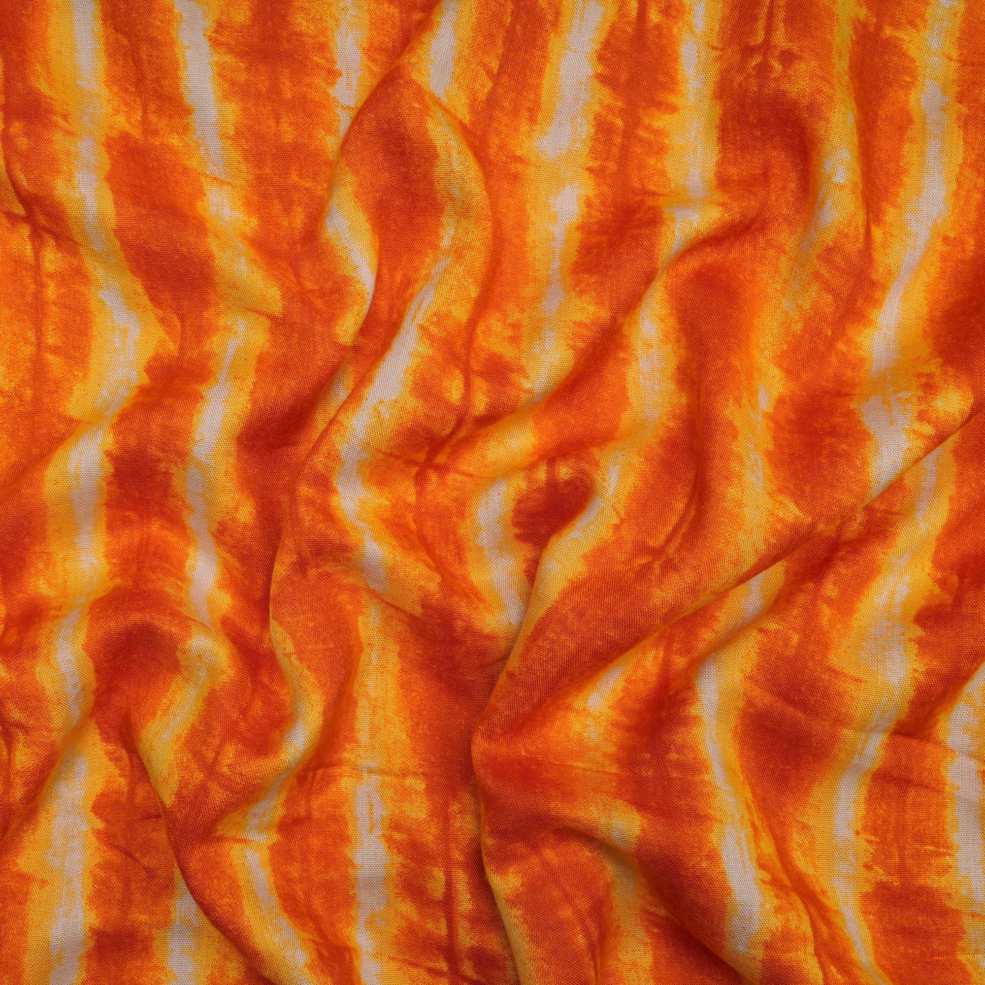 Orange-Yellow Color Printed Rayon Fabric