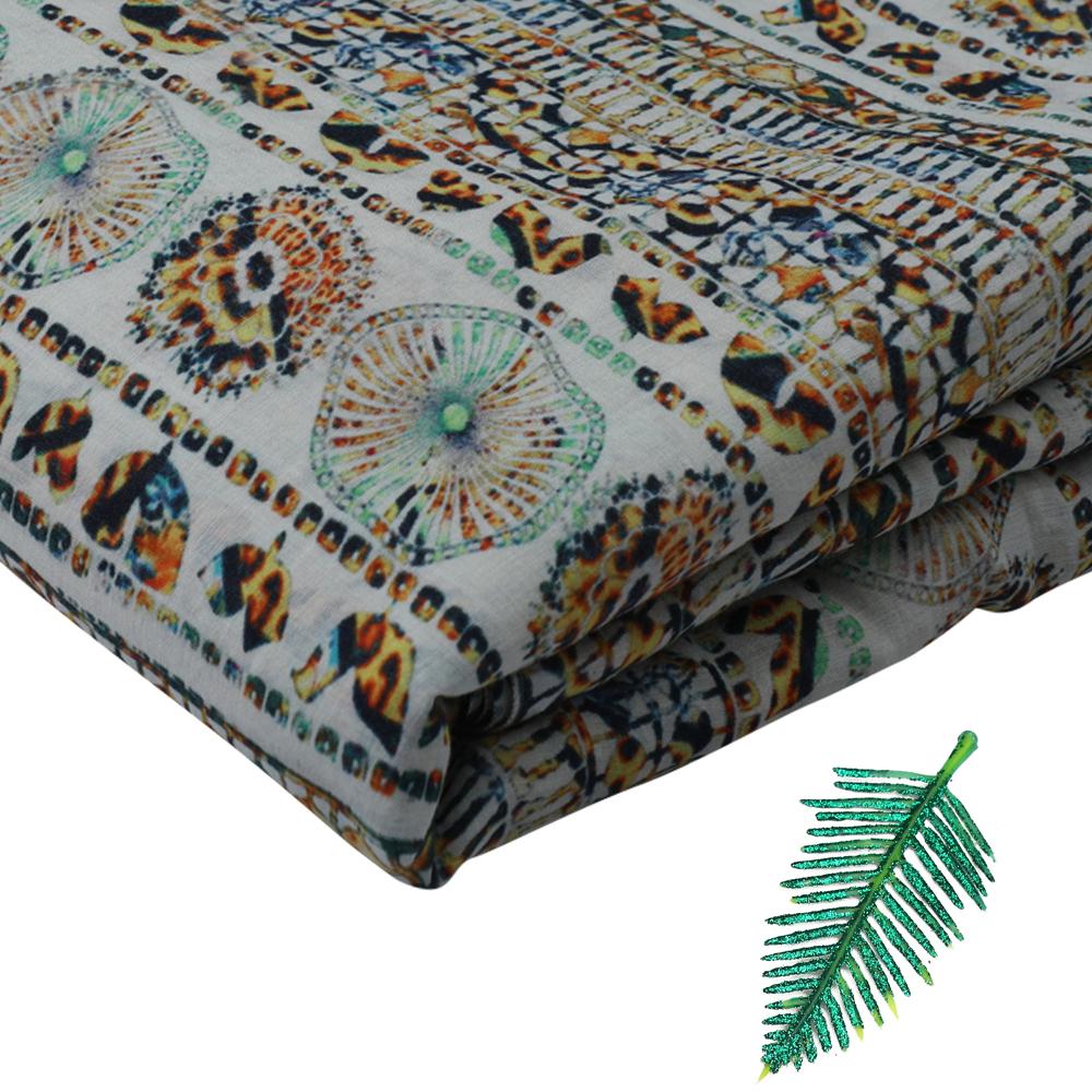 Multi Color Digital Printed Pure Tussar Chanderi Fabric Fabric