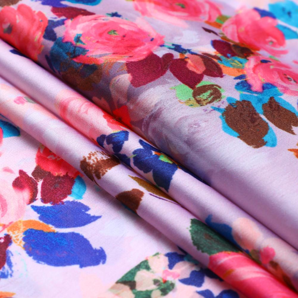 Multi Color Printed Satin Chiffon Fabric