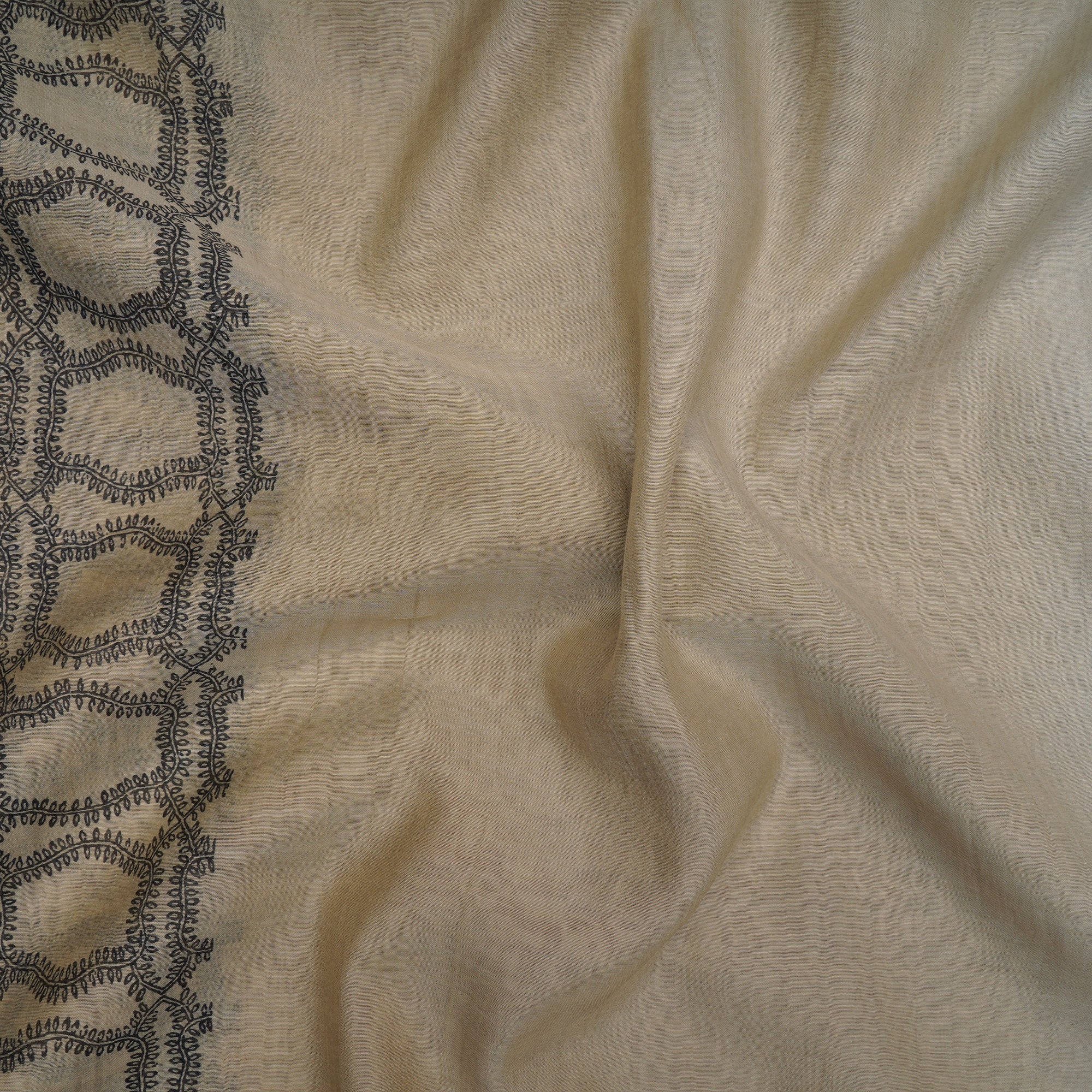 Beige Color Printed Fine Chanderi Fabric